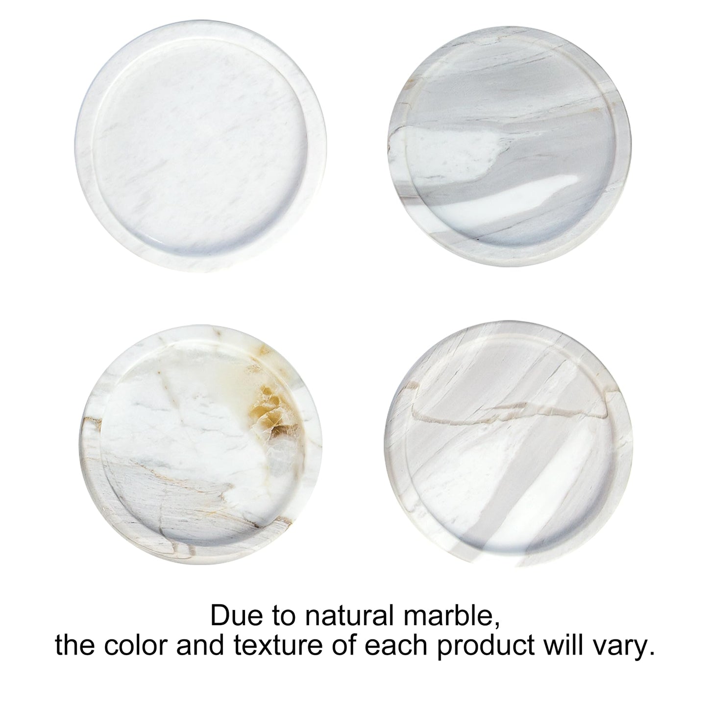 WORHE Candle Holders Italy Premium Natural Marble Candlestick Holder for Jar Pillar Candles Large Round Coaster Plate Jewelry Tray Centerpiece for Wedding Dining Table Home Decor White (ZT011)