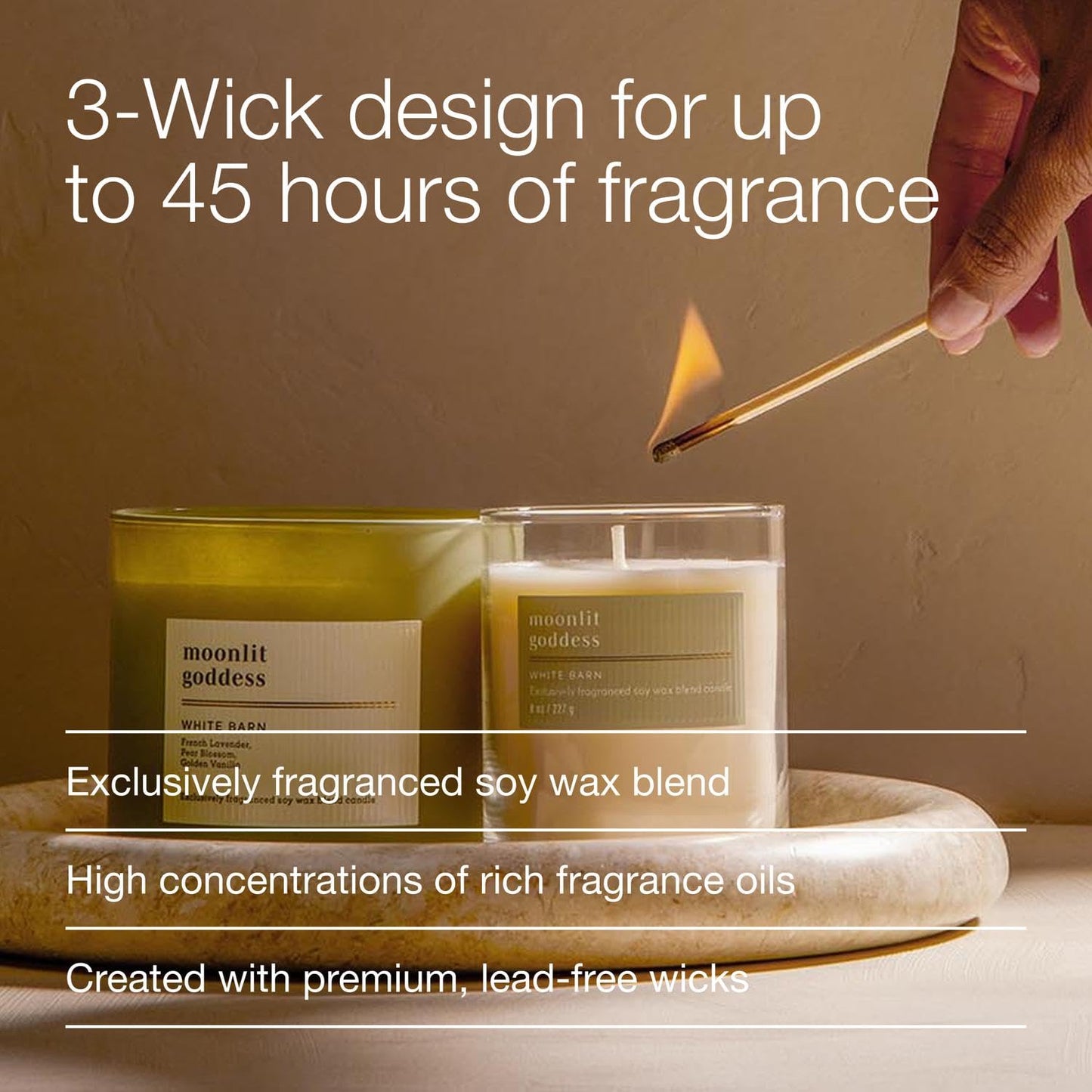 Bath & Body Works 3-Wick Candle, Moonlit Goddess Candle, Strong Throw, Long-Lasting Burn Up to 45 Hours, Exclusively Fragranced Soy Wax Blend, 14.5 oz - 2 Pack