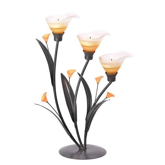 Accent Plus Candle Holder Christmas Decorations Indoor Outdoor Home Decor Valentine’s Day Amber Lilies Tabletop Christmas Candle Holder Wedding Centerpiece Tealight Candle, 9.3 X 4.75 X 13.3 Inches