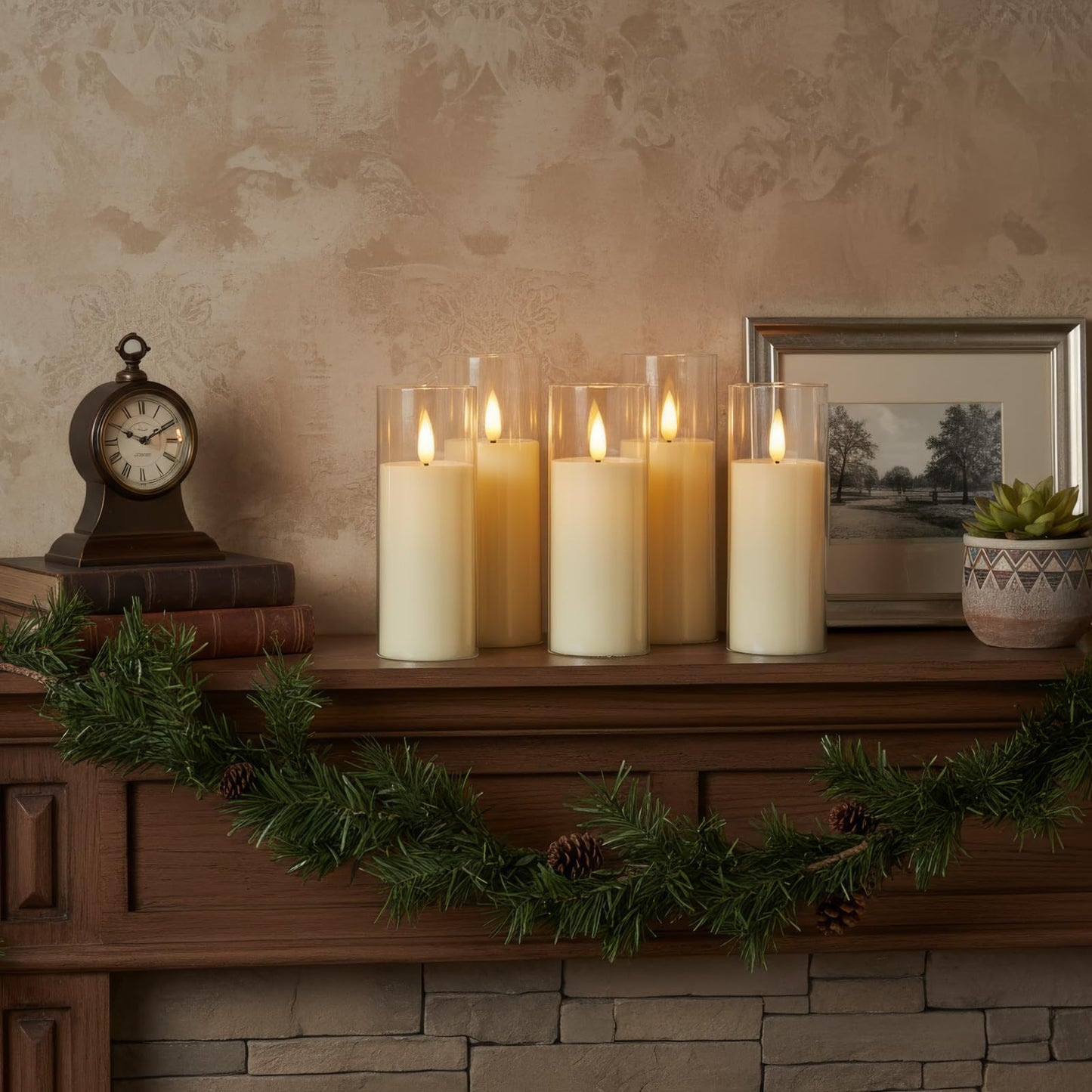 Homemory Ivory Acrylic Flameless LED Candles, Battery Operated with Remote Control and Timer, Electric Fake Candles for Wedding, Home Decor, Set of 9