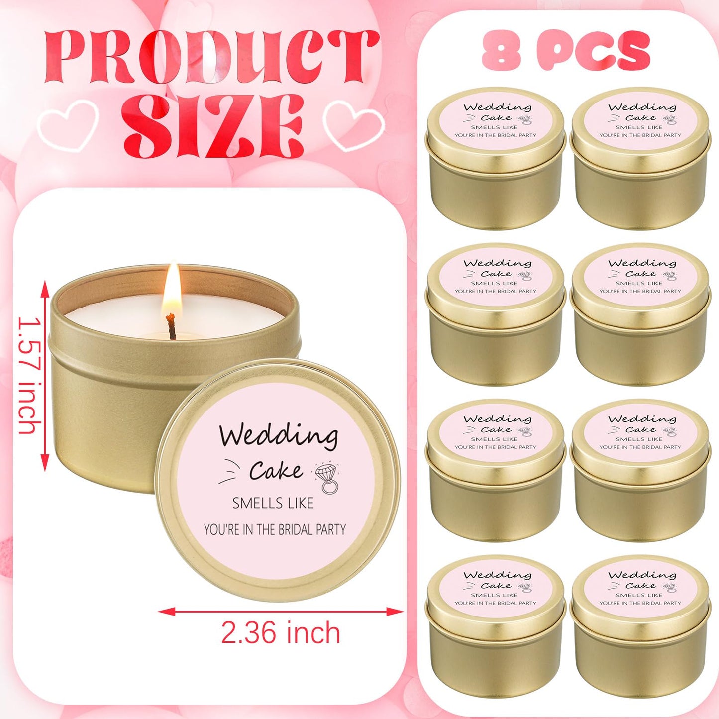 Conelist 8 Pcs Bridesmaid Proposal Gifts Smells Like You're in the Bridal Party Candles Bridesmaid Gifts Natural Soy Wax Candles for Best Friends(Pink,Classic)