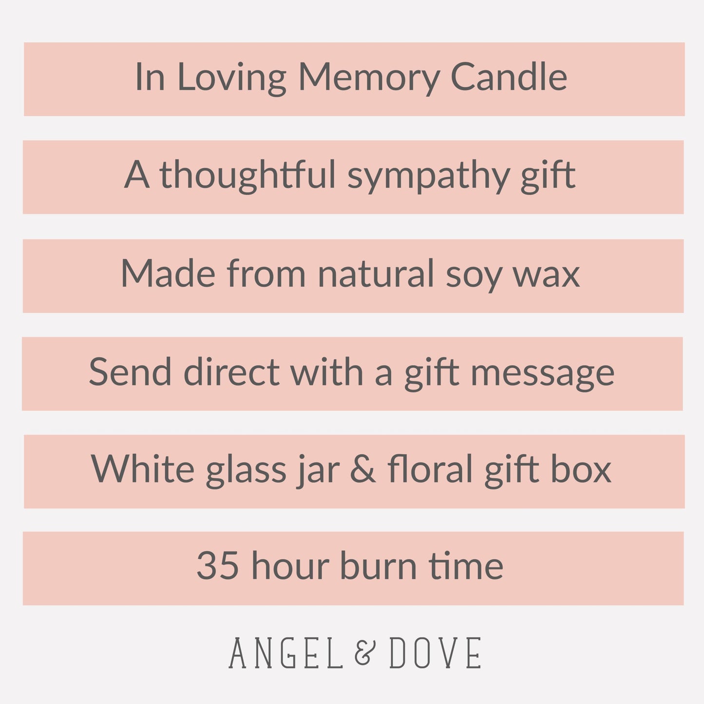 ANGEL & DOVE 'in Loving Memory' Soy Wax Remembrance Candle - Sympathy Gift, Memorial to Light in Memory of a Loved One