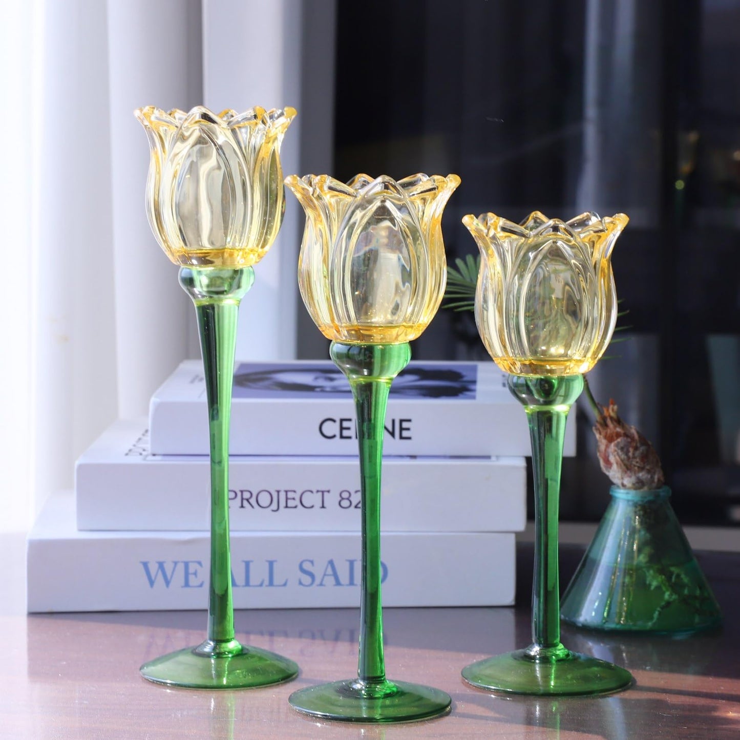 VOHO Gold Tulips Candle Holders for Table Centerpiece, Classic Gold Tealight Candle Holder for Birthday Thanksgiving Christmas Decorations, Flower Votive Candle Holders Wedding Centerpieces for Tables