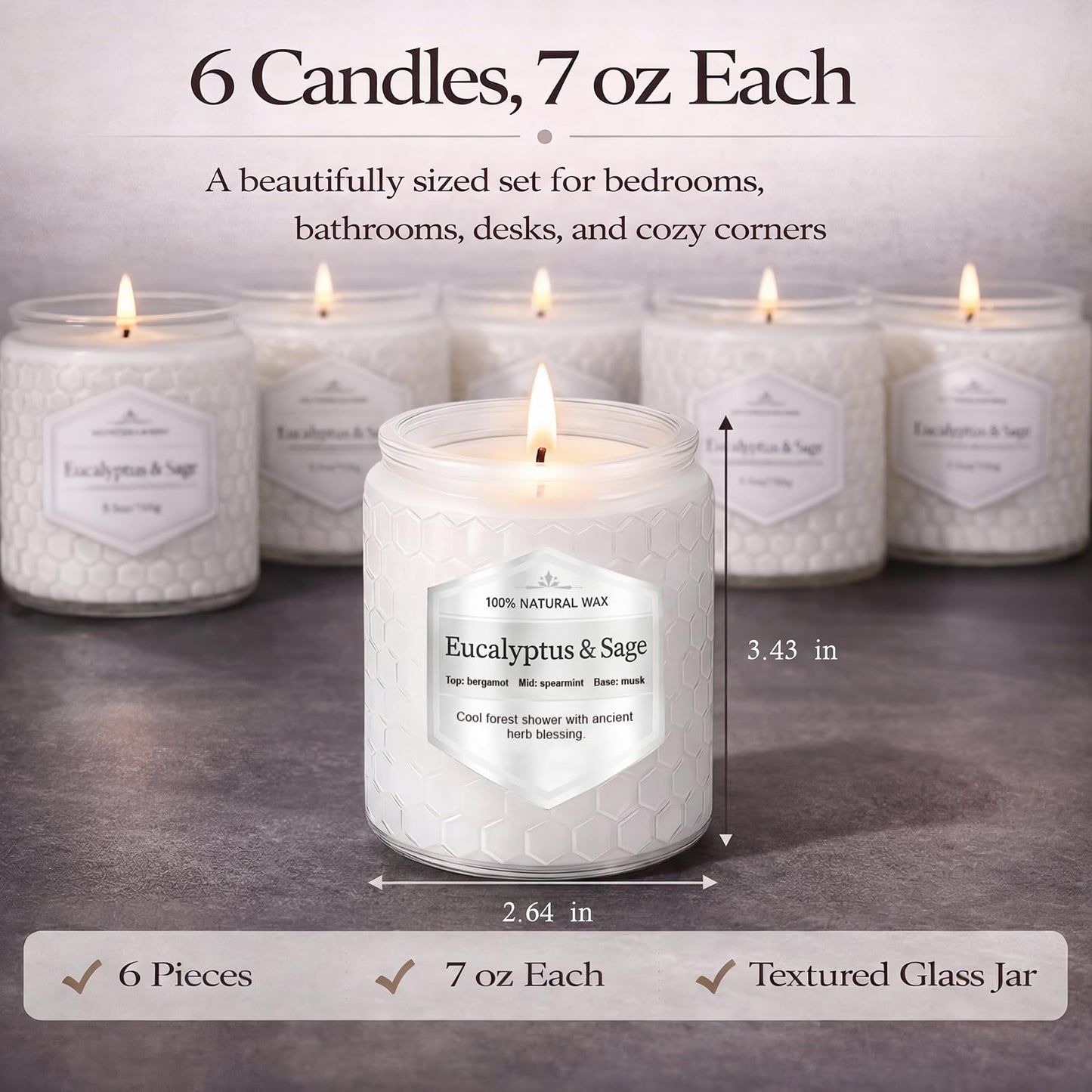 Scented Candles Gift Set for Women, 6 Pack Aromatherapy Soy Candles for Home, Long Lasting Decorative Jar Candles for Birthday, Relaxation, Self Care