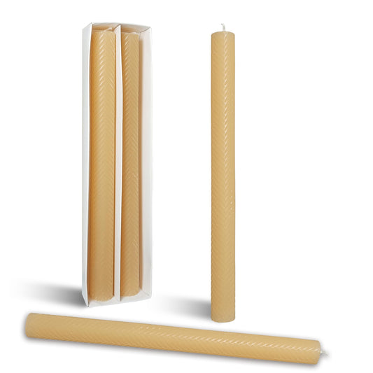 Unscented Texture Taper Candle Yellow 10 Inch Spiral Candlesticks Smokeless Handmade Long Candle Stick for Home Wedding Dinner Decor Creative Gifts 2 PCS