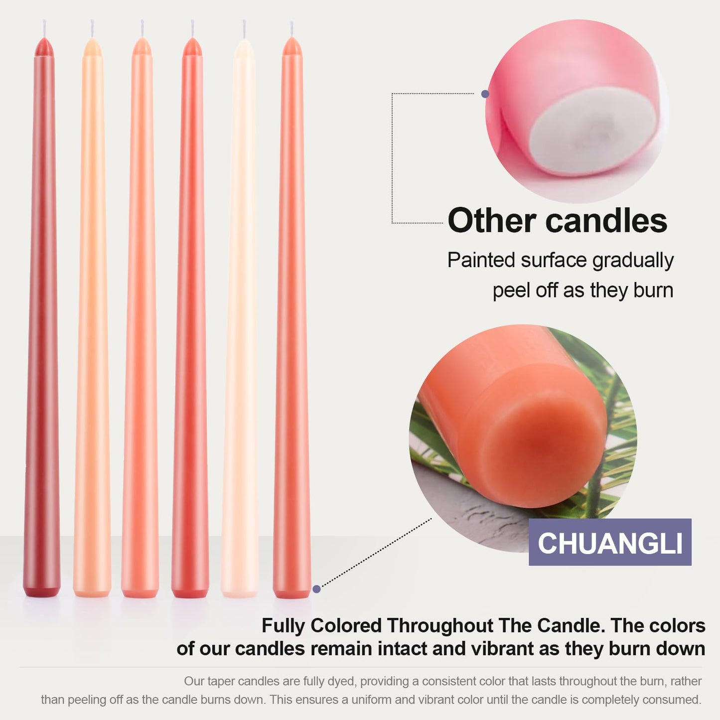 12 Inch Taper Candles Set of 6 Unscented Long Burning Smokeless Long Tall Tapered Candles for Candlesticks Sticks Wedding Home Christmas Decor Dinner