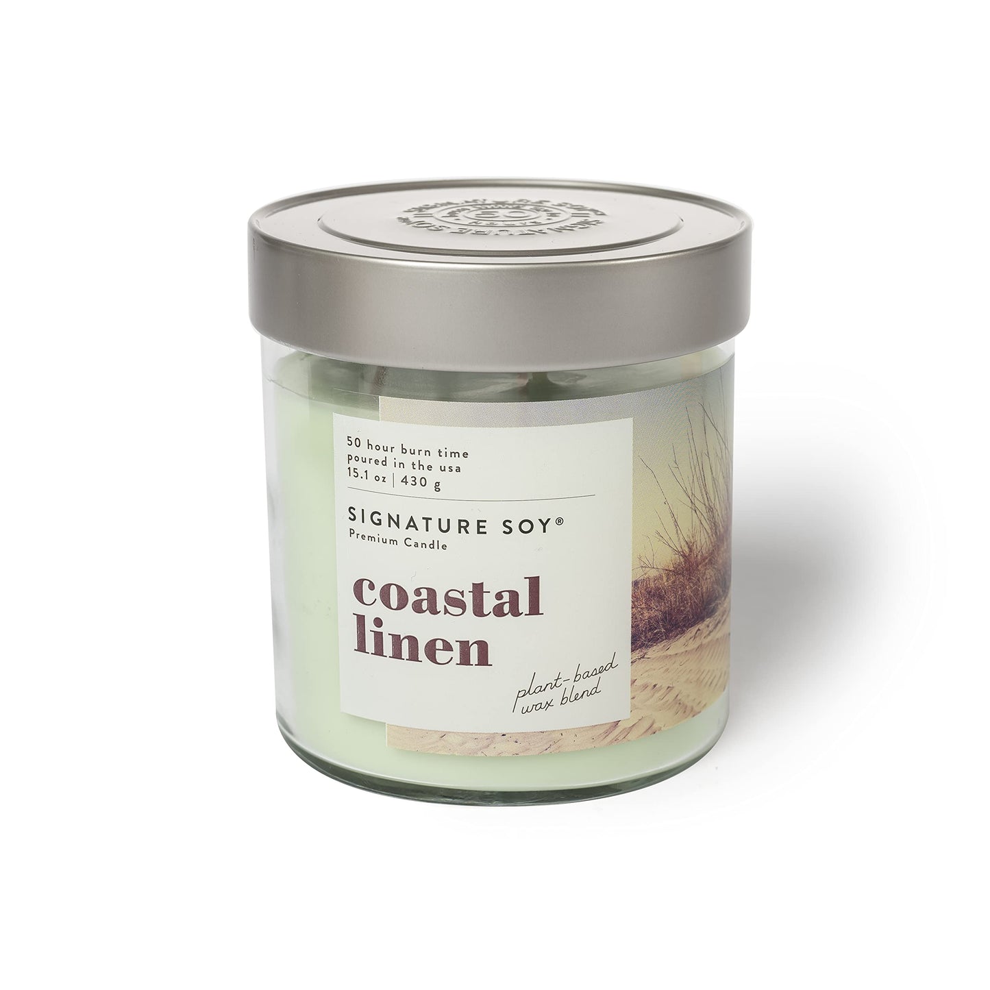 Signature Soy Lidded Coastal Linen Scented Candle, Large Jar