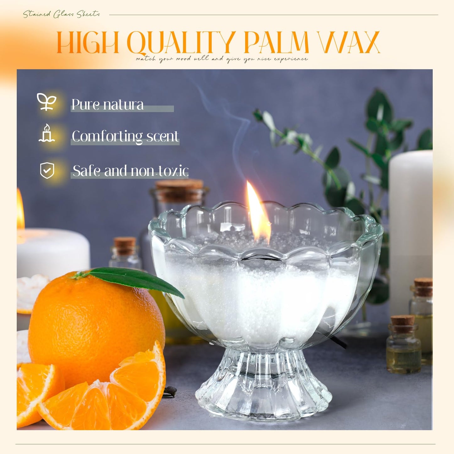 MTLEE Pearled Candle 4.4 Lb/70oz Graduation Gifts 2026 Orange Scented Sand Candle Kit Include 100 Wicks, Bow Gift Box, Spoon Reusable Pearled Wax for DIY Kit Birthday Gift Housewarming Home Decor