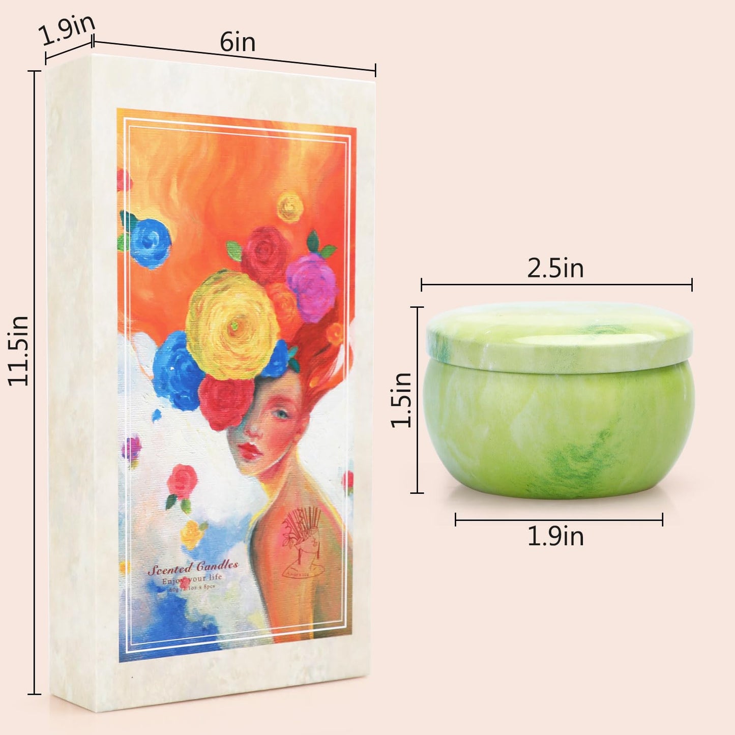 Aromatherapy Candle Gift Set for Women, Pack of 2, 16 Pack Fruity Floral Soy Wax Candles