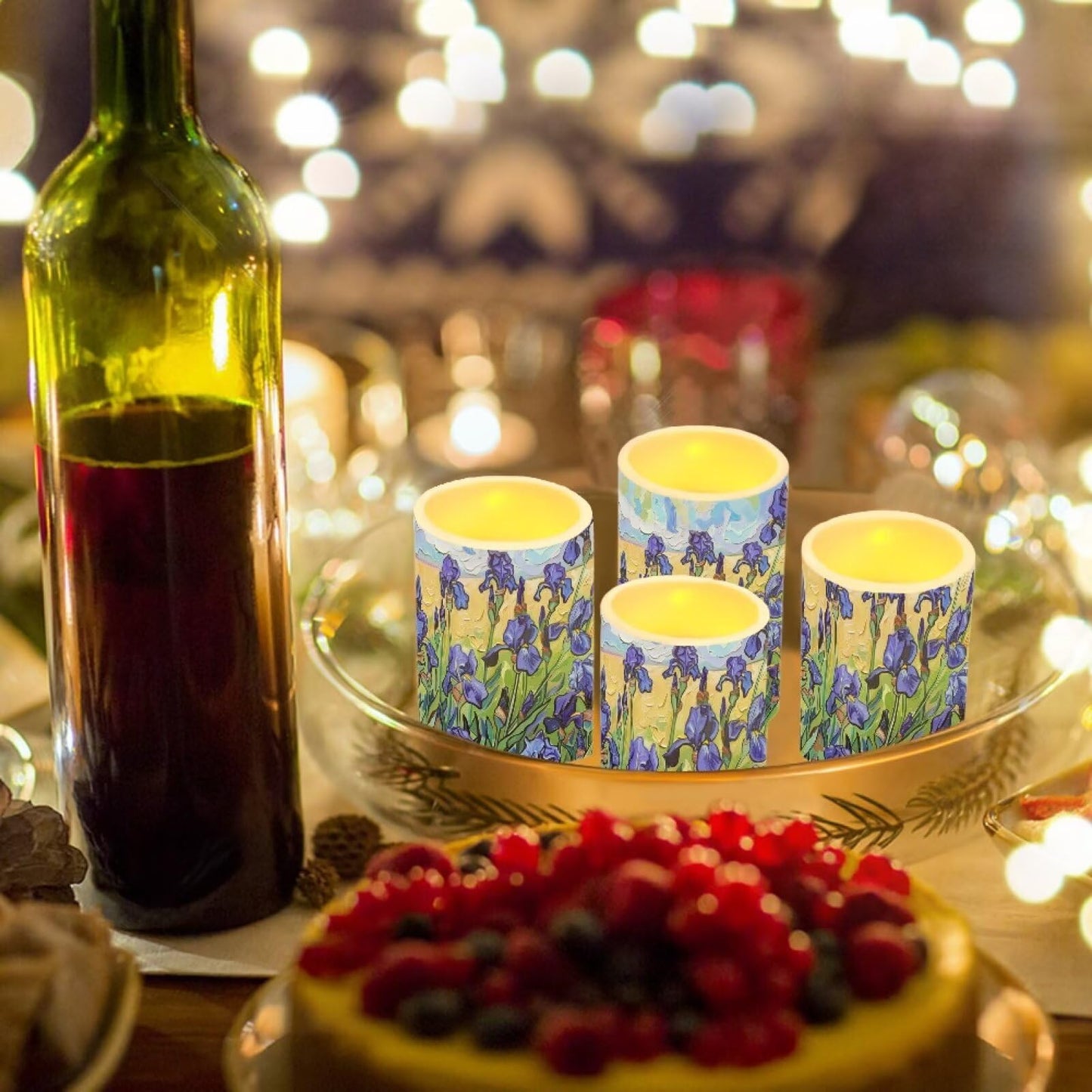 Cozeyat Irise Flameless LED Candle Set of 4,Flickering Realistic Electric Tea Light with Remote Control,Indoor Outdoor Table Setting Decoration (Not Battery Included)