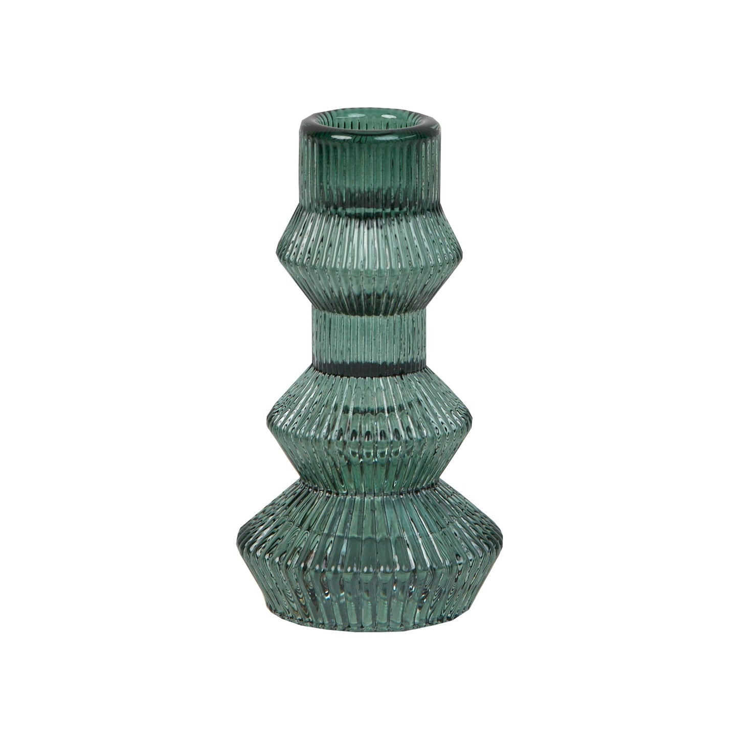 Talking Tables Sage Green Glass Candlestick Holder | Ribbed 3 Tier Taper Candle Stand for Christmas Table Decorations, Home Décor, Dinner Party, Birthday, Wedding, Large (Forest-Hold-Tall-GRN)