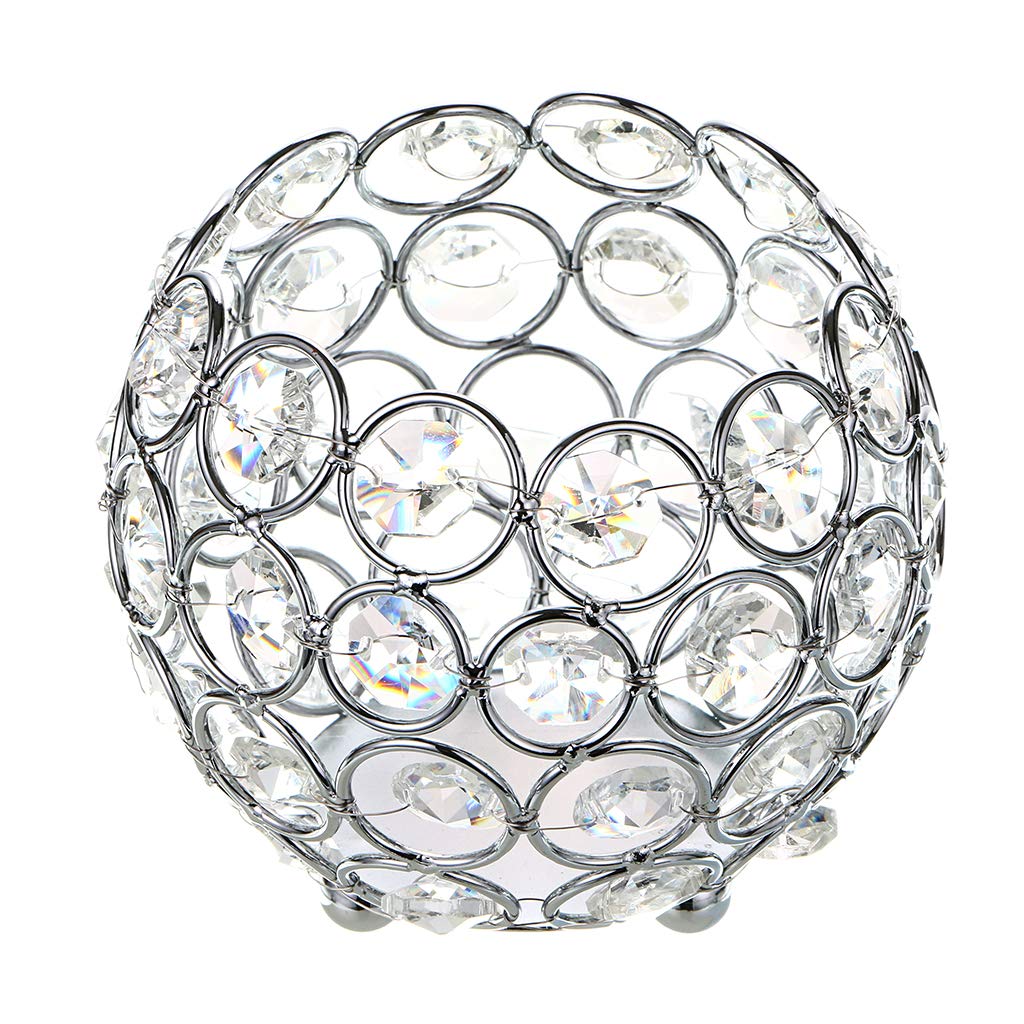 OwnMy 10cm Crystal Bowl Votive Candleholder Sparkly Tea Light Candle Holders Candle Lanterns Decorative Candelabra Vase for Christmas New Year Wedding Table Centerpieces (Silver Tone)
