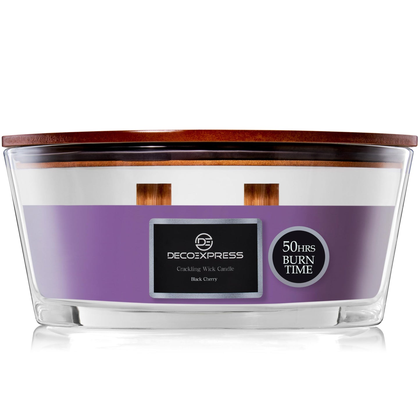 DECO EXPRESS Scented Candles, Crackle Double Wick Candles, Long 50 Hours Burn Time, Home Decor & Gift Ideas (Black Cherry)