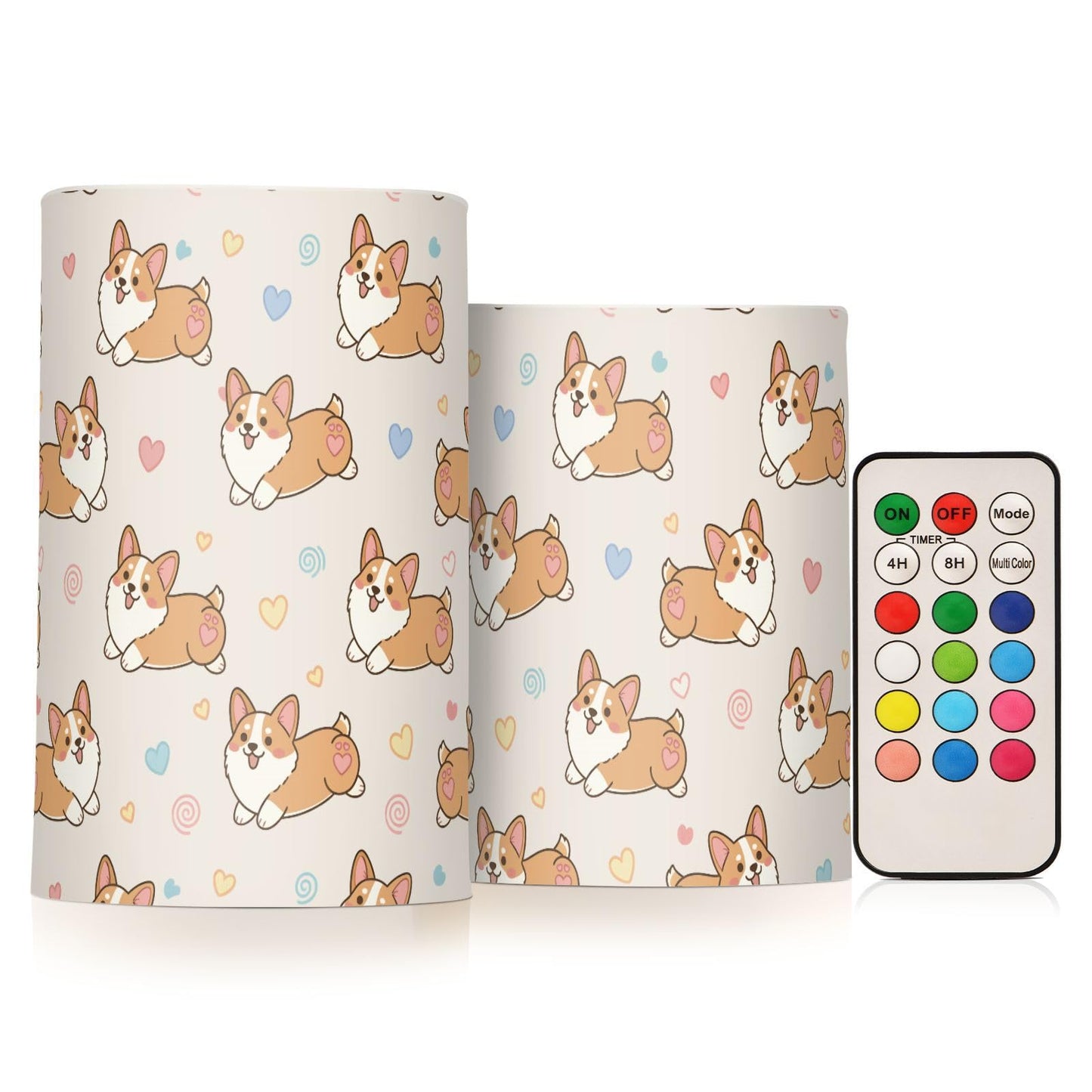 ALAZA Dog Love Heart Cute Flickering Flameless Candles Pillar Led Candles Battery Operated Candles with Remote and Timers Set of 2