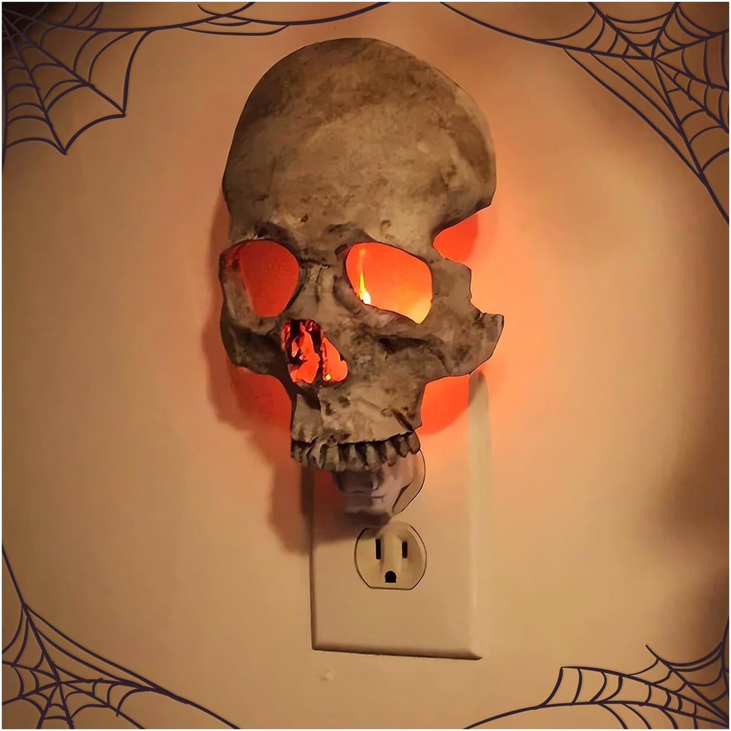 chefensty Skull Night Light, 2026 New Skeleton Night Light, Halloween Horrible Light Decoration for Halloween Party and Home Decor (Grey)