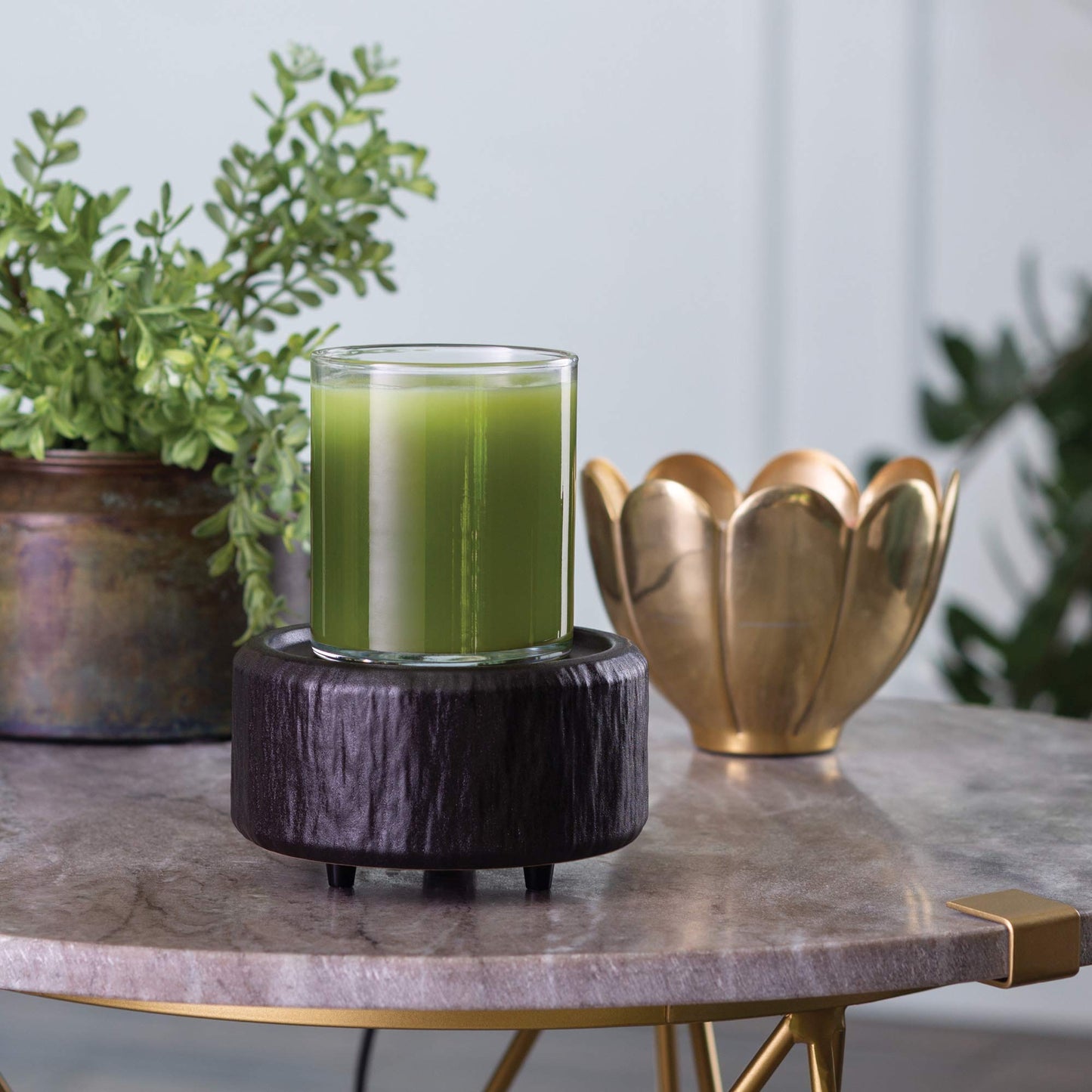 Candle Warmers ETC 2-in-1 Candle and Fragrance Warmer for Warming Scented Candles or Wax Melts and Tarts with to Freshen Room, Primitive Black and Bronze