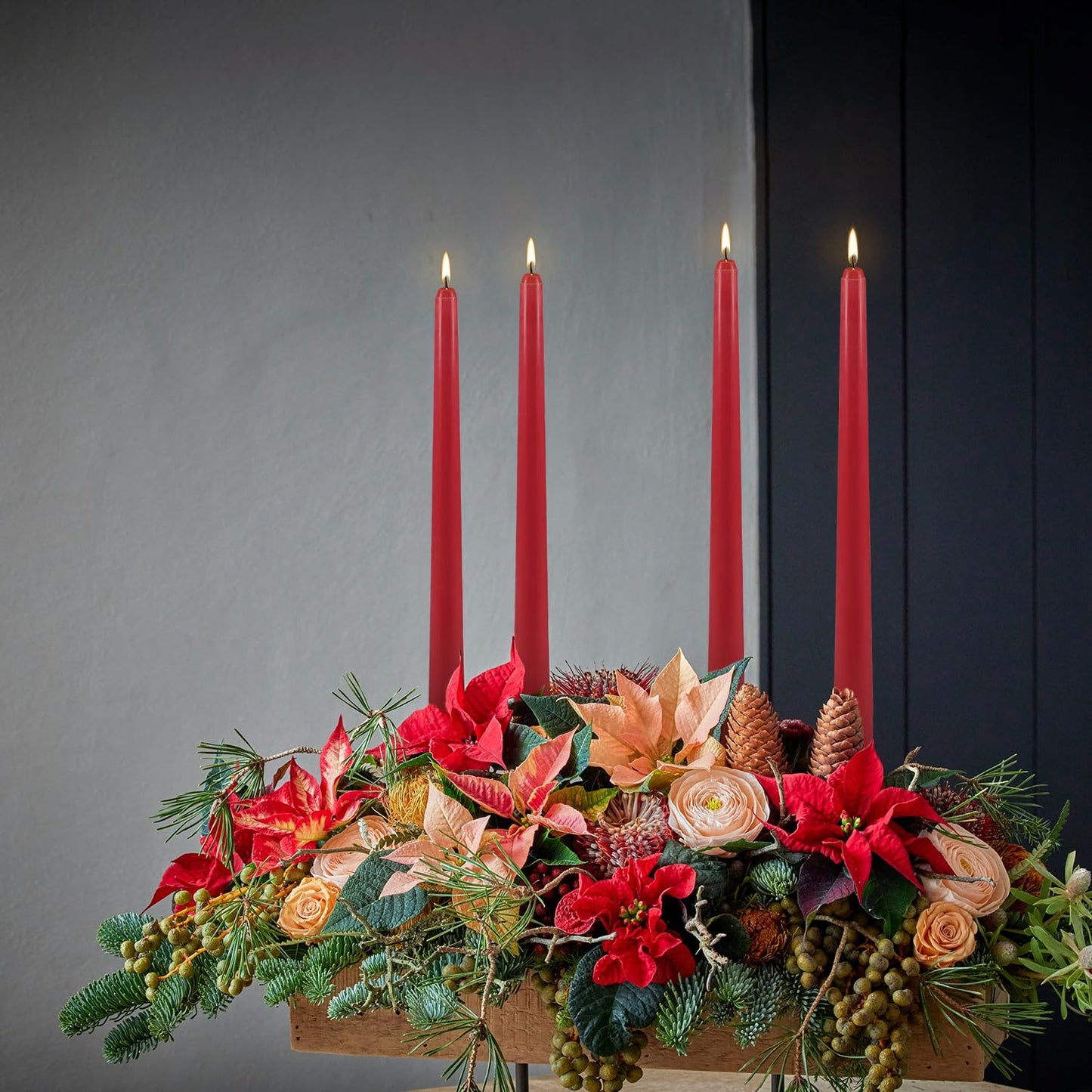 24Pack Red Taper Candles-10 Inch Dripless, Unscented Dinner Candle- Smokeless and Dripless, Long Burning time, Paraffin Wax with Cotton Wicks for Home Décor,Christmas, Wedding, Party,Candlesticks