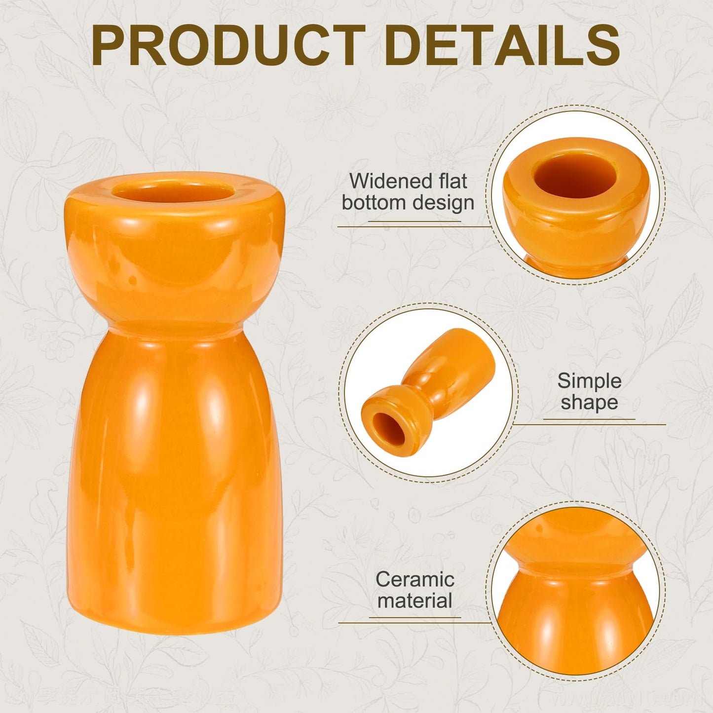 uxcell 2 Pack Candlestick Holder Bright Orange Ceramic Taper Candle Holder Candle Stand Holders Modern Style Decoration for Centerpiece Tabletops Anniversary