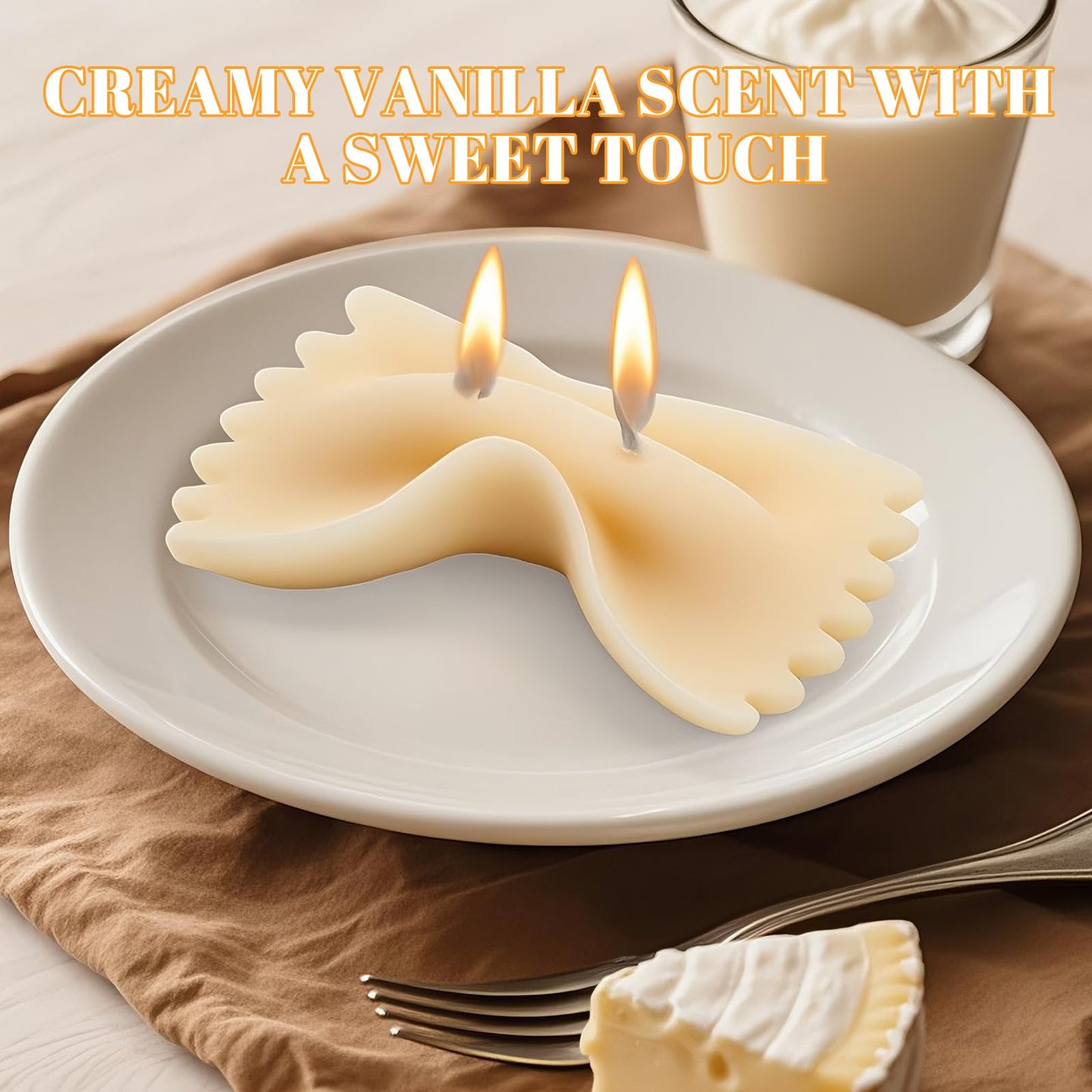 CabyGift Cute Farfalle Pasta Candle – Fathers Day Gift for Dad, Vanilla Scented Soy Candles for Kitchen & Home Decor, Fun Italian-Themed Novelty Gift for Birthday, Housewarming & Christmas (Farfalle)