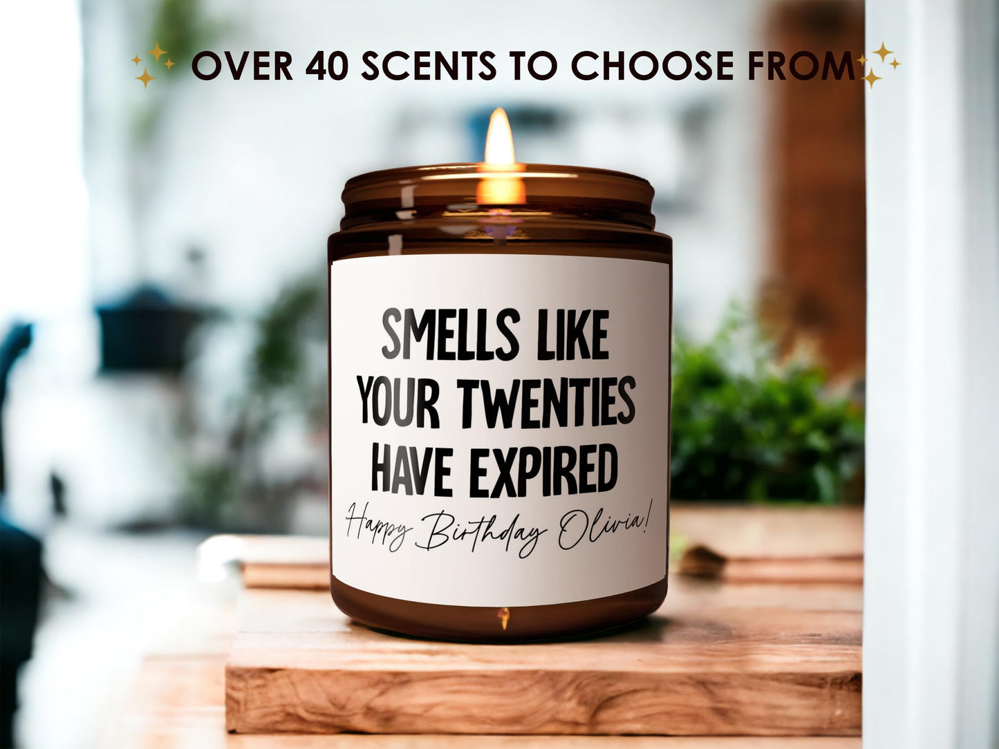 Candle Maker Dude Custom Create Your Own Candle - Personalized 40+ Scents 100% Soy Wax - Perfect for Birthdays, Anniversaries, Christmas, Weddings & More (White Label - Amber Jar)