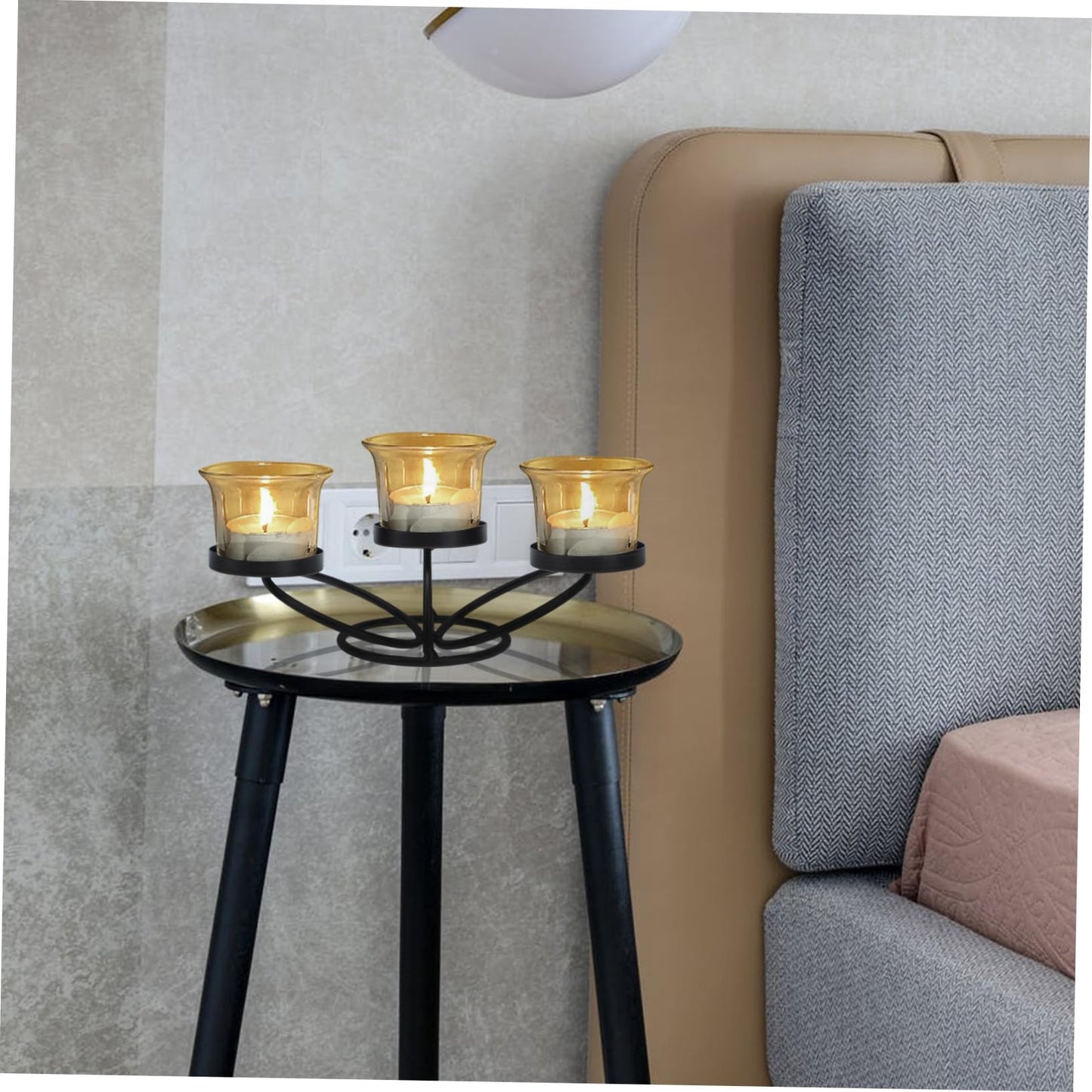 Outanaya Artistic Wrought Iron Candlestick Holder 7.67X3.14X2.16In Decorative Candle Stand for Home Party Holiday Wedding Tabletop Accent