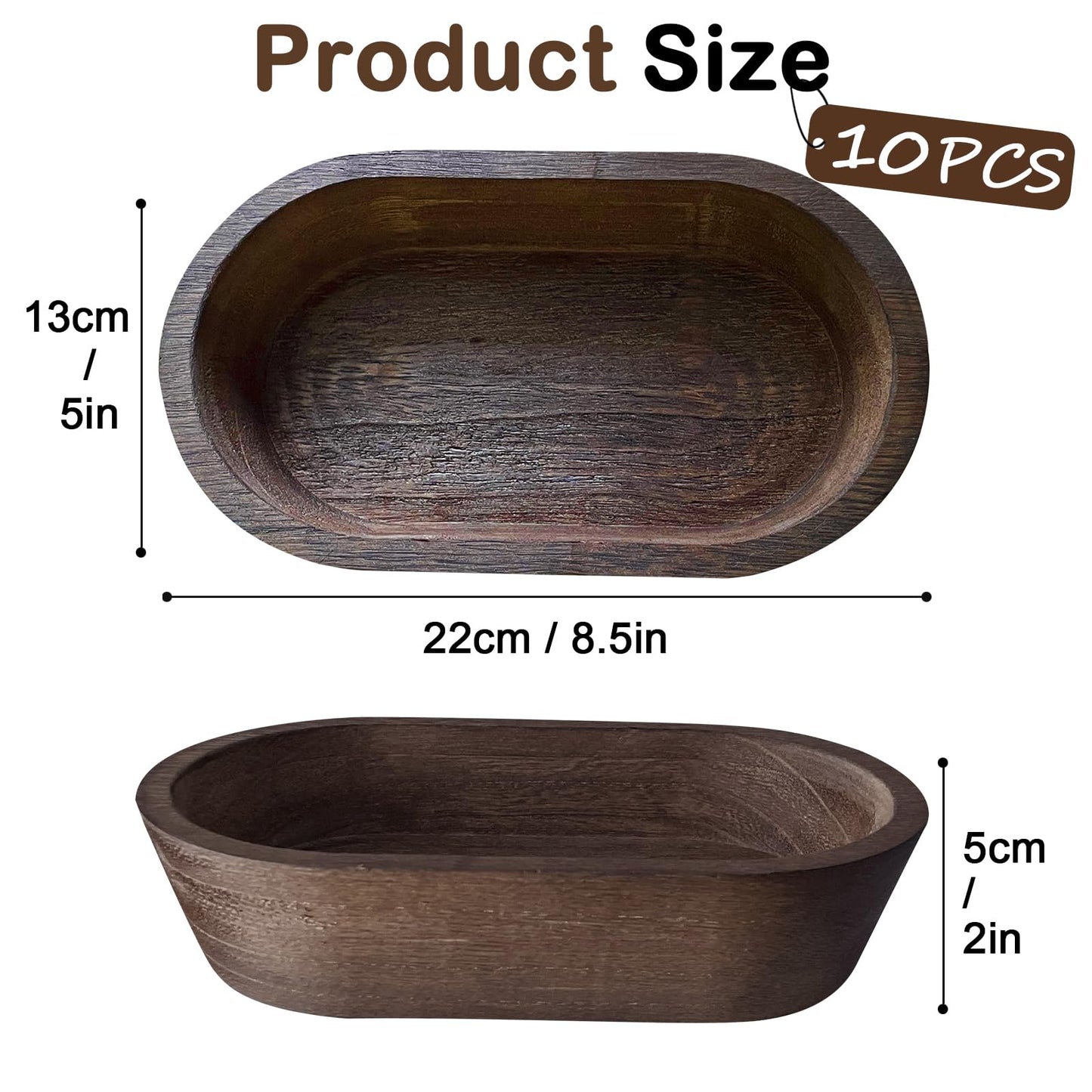 Katieyca 10 Pack Wooden Dough Bowls Bulk 8.5 Inch Rustic Dough Bowls for Wedding DIY Candle Home Crafts Making Farmhouse Fruits Supplies Decoration ﻿ ﻿