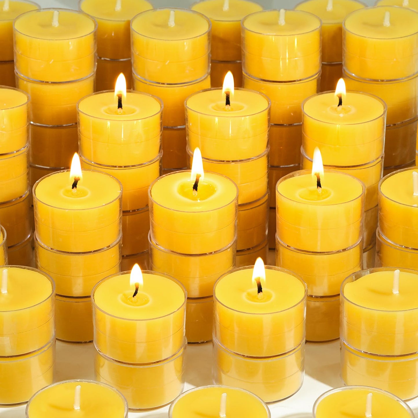 6 Hours Beeswax Tealight Candles, 48 Packs Pure Beeswax Candles Extended Burn Time Beeswax Tea Lights Burn Evenly and Clean Bees Wax Tealight Candles Bulk for Relaxing Air Purification