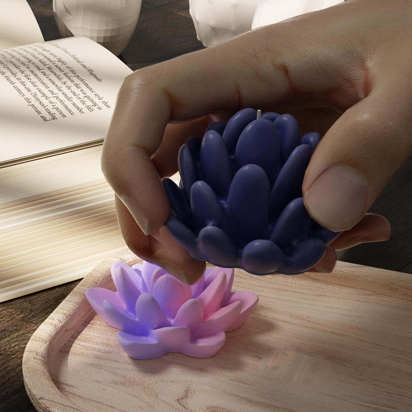 Resin Casting Mold Resin Making Molds Silicone Mold for Candle Home Decorate Mold 3D Animal Mold Candle Making Mold (succulents-34-pack)