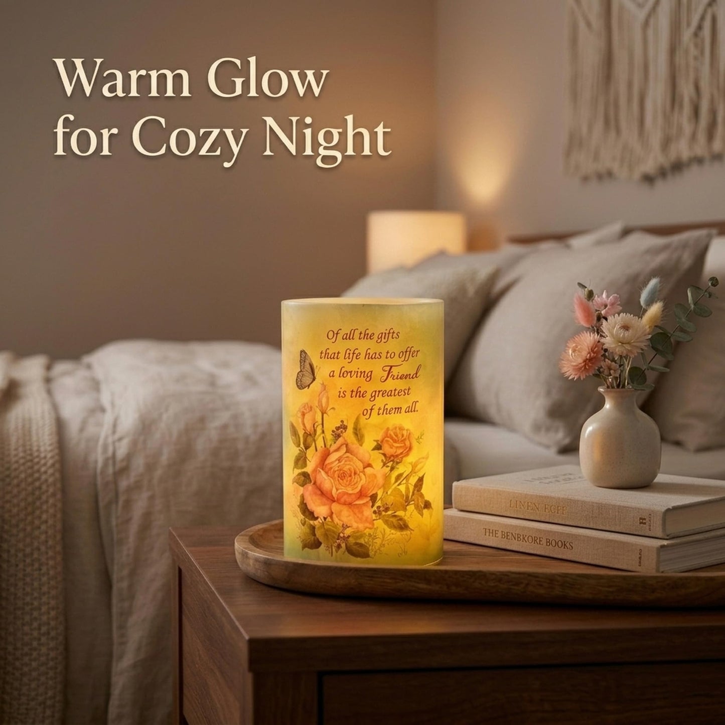 Real Wax Flameless Candle 4x6,Butterfly Rose Flickering LED Pillar Candle with Timer, Battery Operated, Romantic Floral Decor, Wedding & Valentine Centerpiece, Anniversary Decor for Wife or Girlfriend