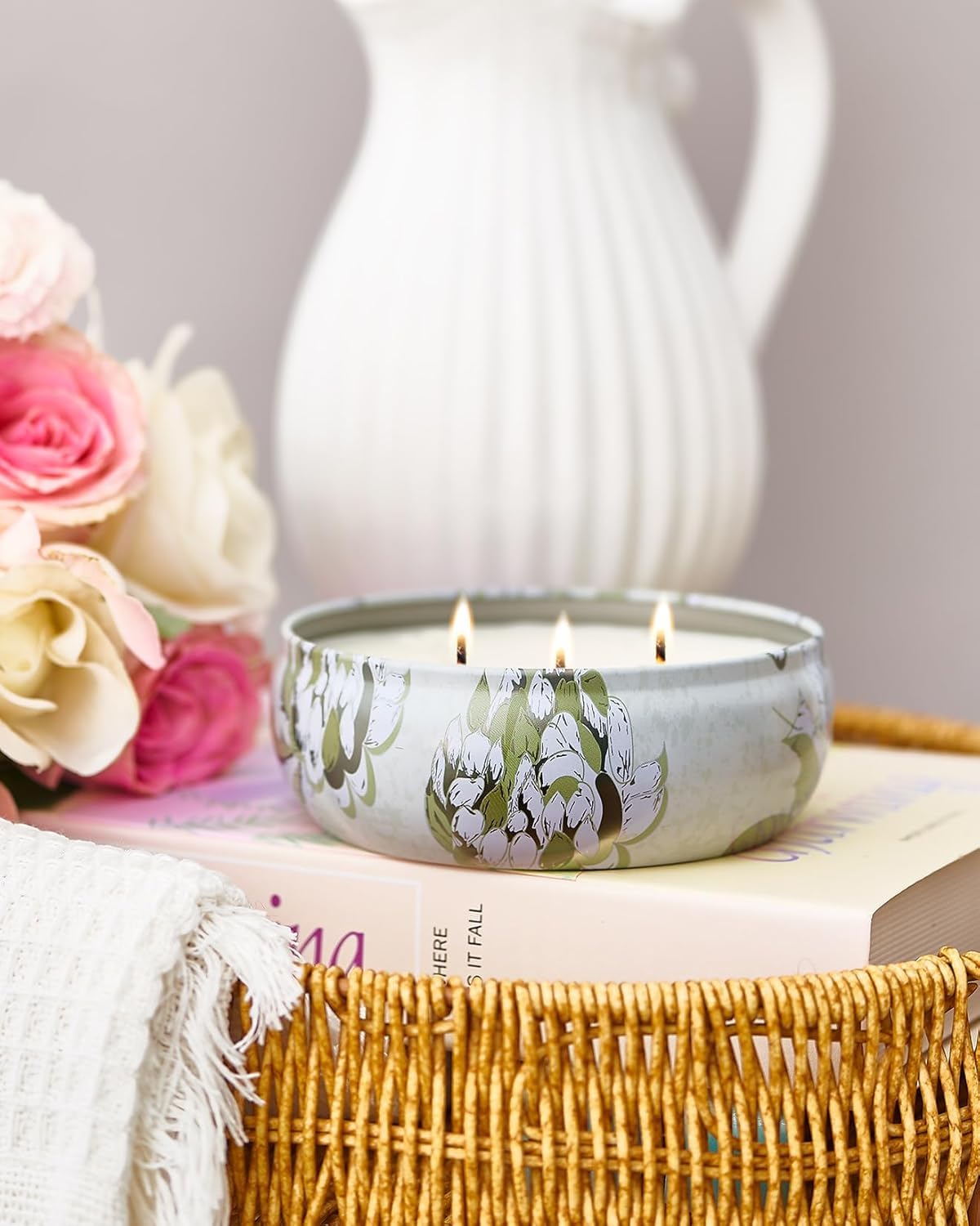 M&SENSE Citronella Candles Outdoor 12 oz, Large 3 Wick Soy Candle, Summer Candle for Home Scented,Over 40 Hour Burning Time, Relaxing Aromatherapy Candle Gift for Women and Men