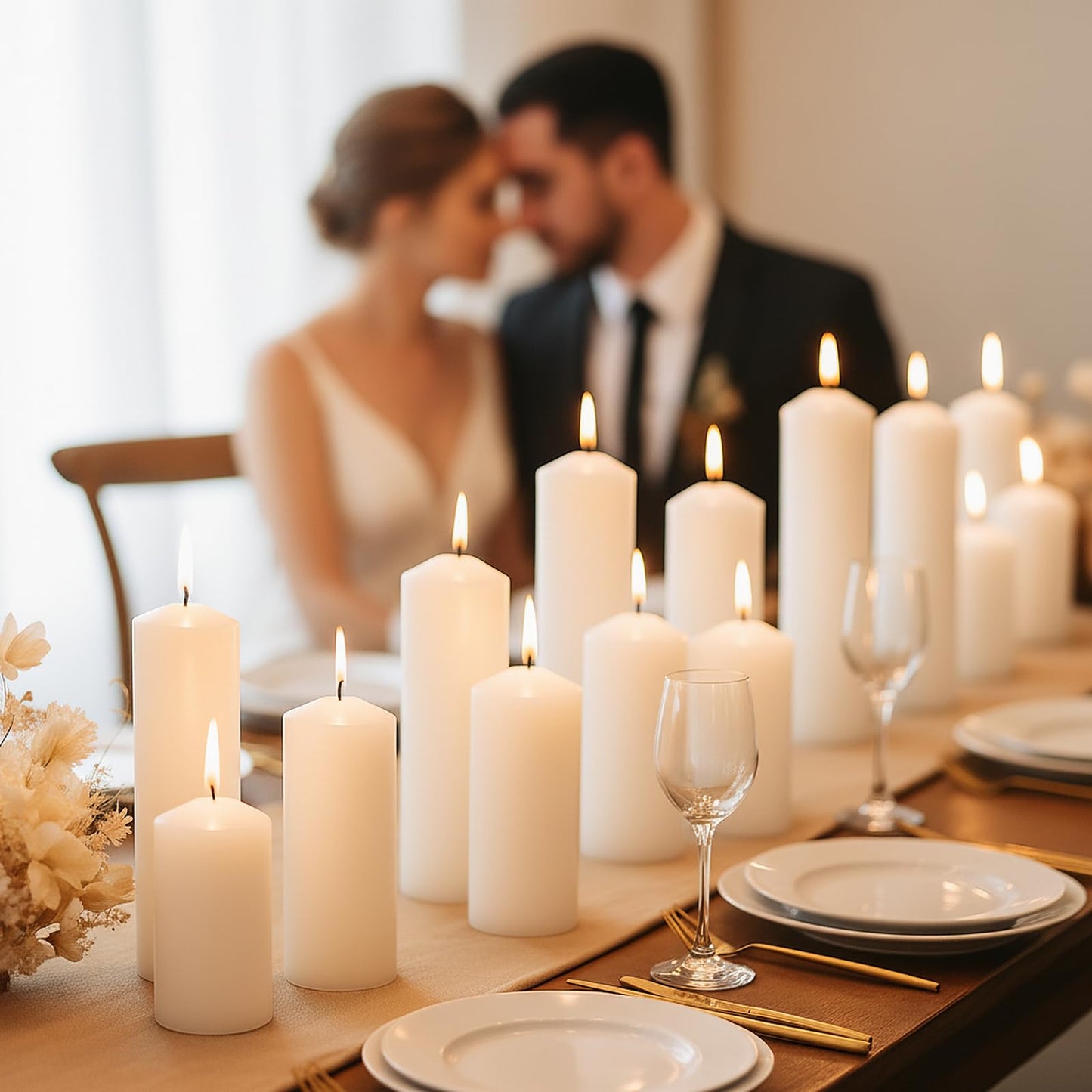 Trxvxo White Pillar Candles Bulk Set of 36，Hurricane Candles，3 Different Lengths 2 x 3/6/8 Inch (12 Each)，Dripless Unscented Smokeless，Gives You a Better Atmosphere When Organizing an Event Party.