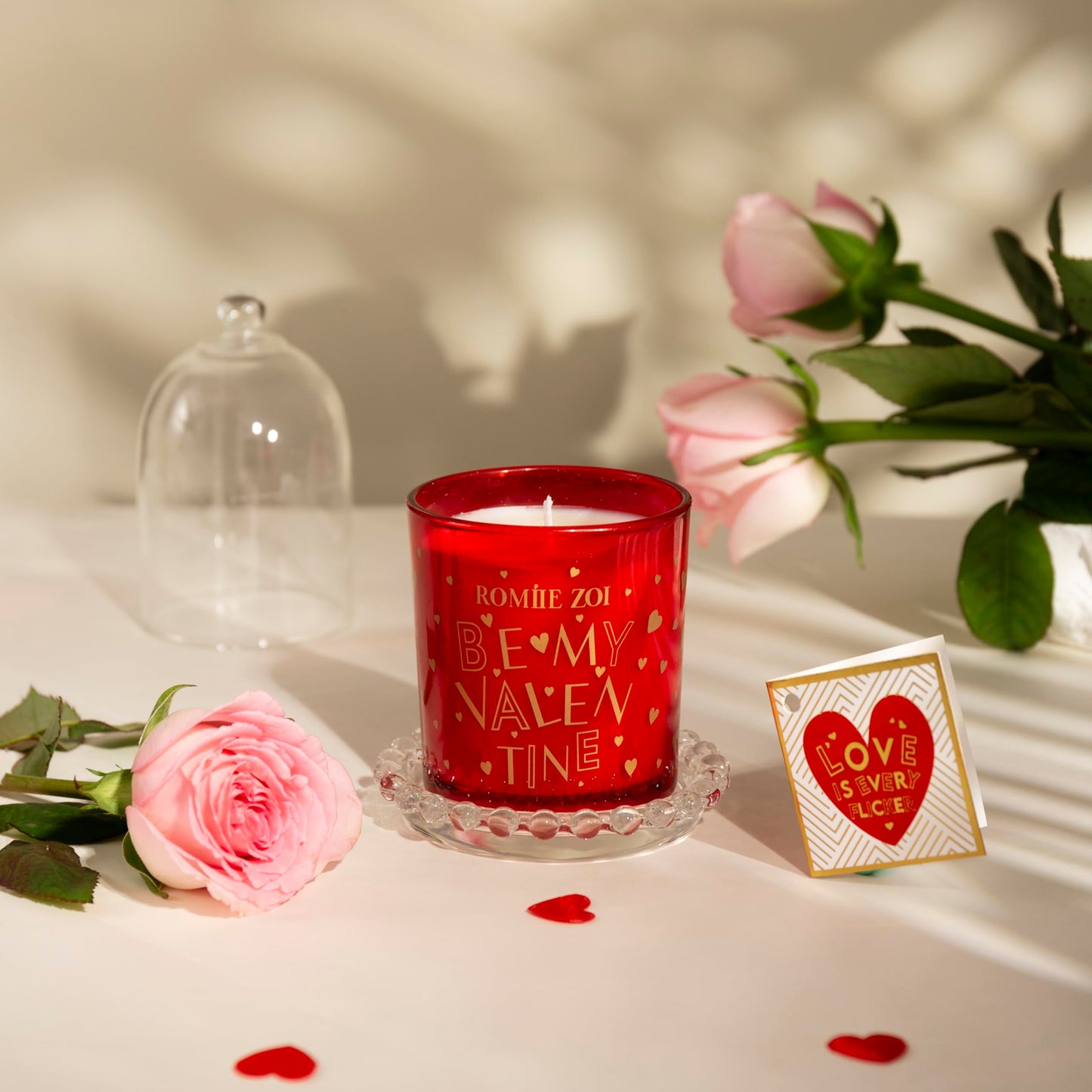 ROMIIE ZOI Holiday Valentine's Day Scented Candle - 6oz Soy Wax Candle Infused with Amber Spice Rose - Gift Box Packaged for Holiday Season Women Gift