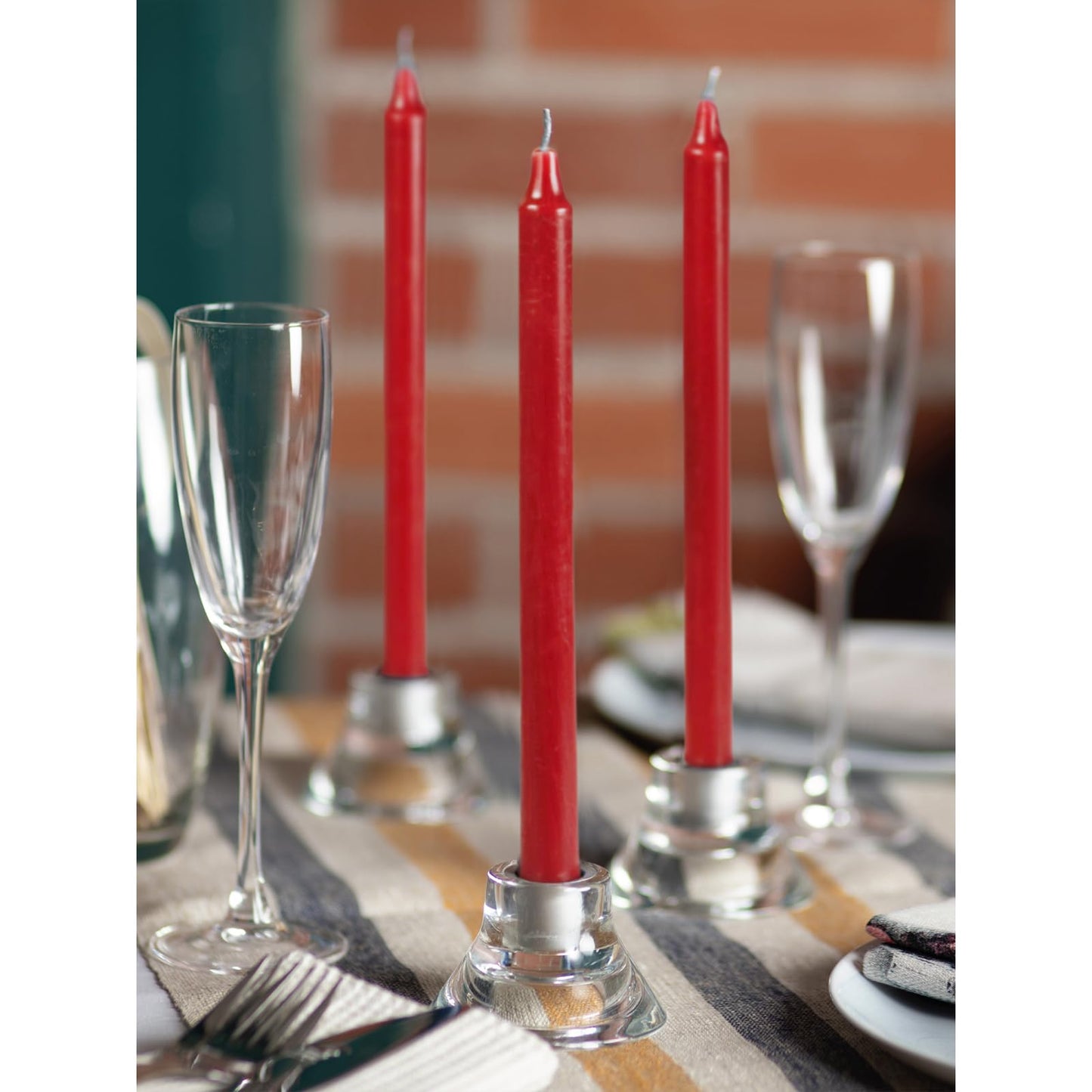CANDWAX Red Taper Candles Pack of 4 - Slow Burning Dripless Unscented Straight Candles 10 inch - Ideal for Dinner Table - Smokeless Long Candlesticks