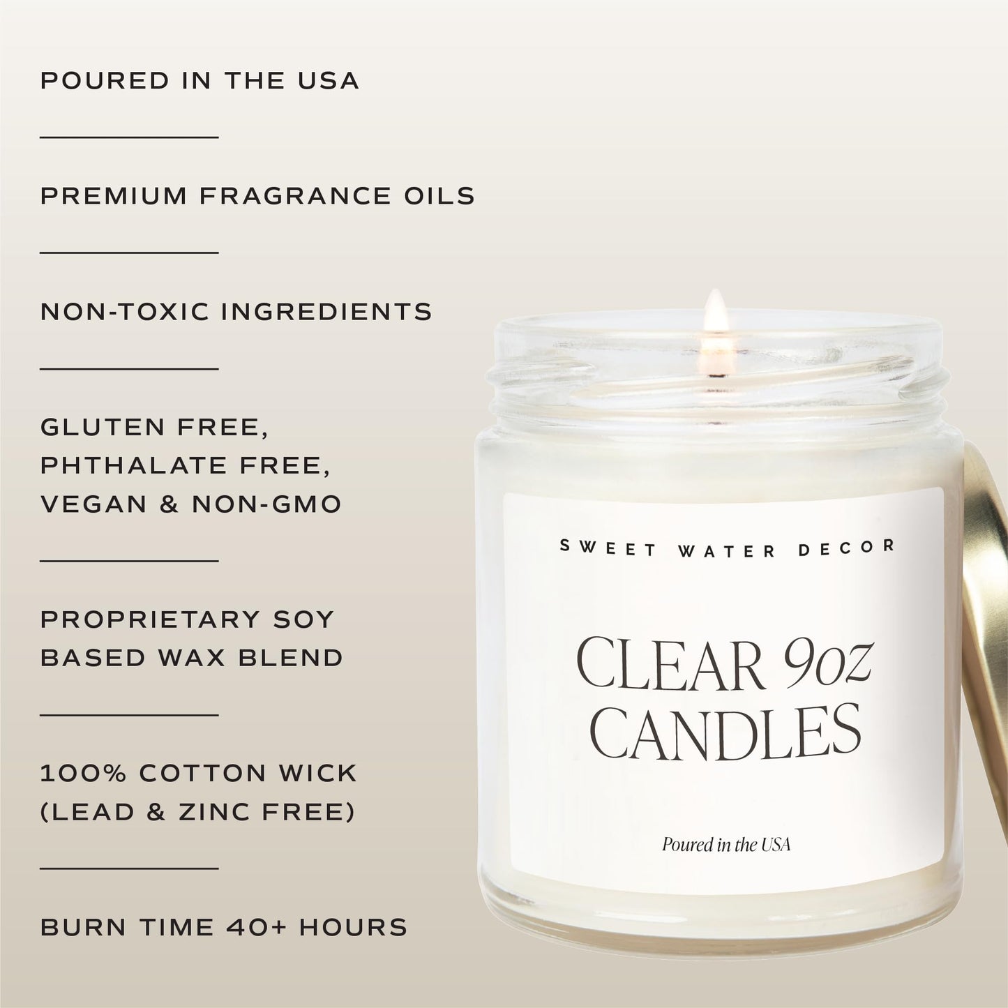 Sweet Water Decor Sugar Cookies Candle - Sugar Cookies, Vanilla, and Buttercream Scented Soy Christmas Candles and Decor for Home - 9oz. Clear Jar Soy Candle, Made in The USA