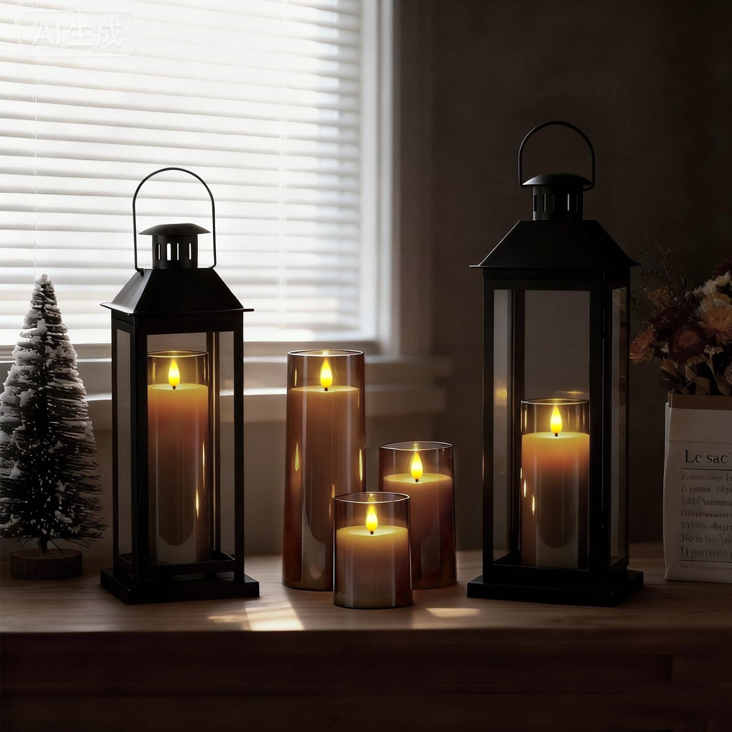 Raycare Flameless Candles Battery Operated with Remote Timer, Acrylic Flickering LED Pillar Candle for Christmas Decoration, Home Decor, Gift for Family and Friend, Grey, Set of 5