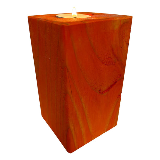 6" Farmhouse Candle Holder Black Pillar Candle Holder Tall Tea Light Candle Holders Block (Orange)