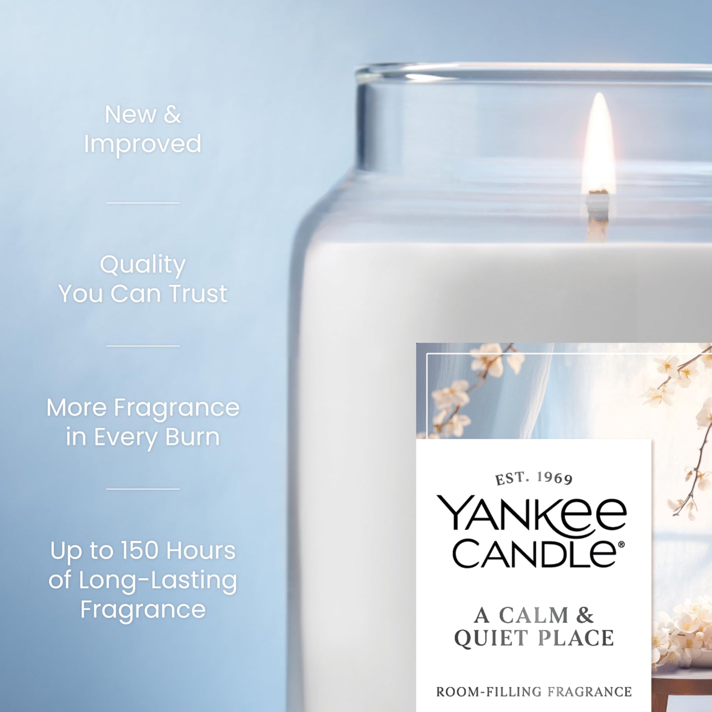 Yankee Candle A Calm Quiet Place, Scented Candle, 22oz Large Jar with up to 150 Hour Burn Time, Giftable