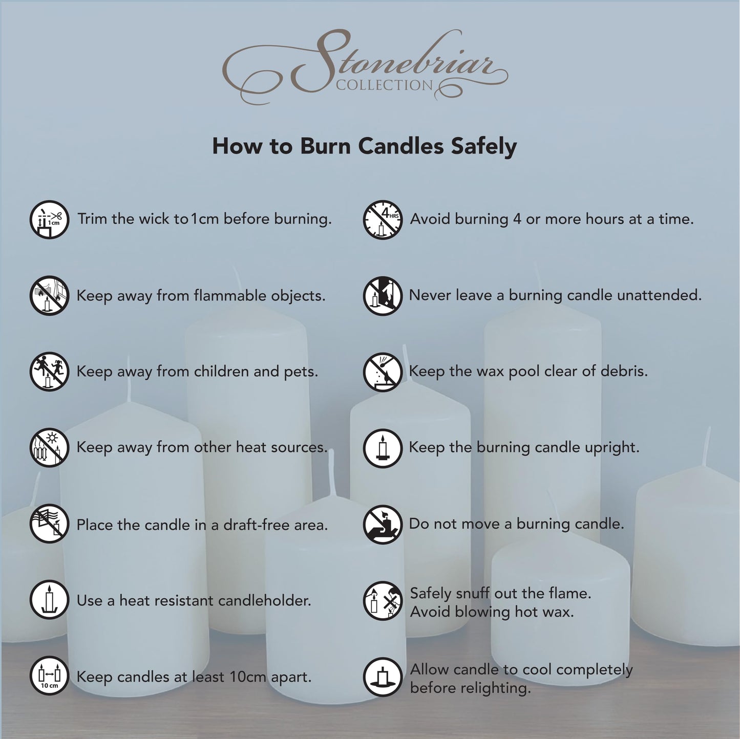 Stonebriar Unscented Pillar Candles – 80 Hour Burn Time, Long-Lasting Wax Candles for Weddings, Holidays, Home Décor & Special Events, Pack of 3, Ivory, 3" x 8"