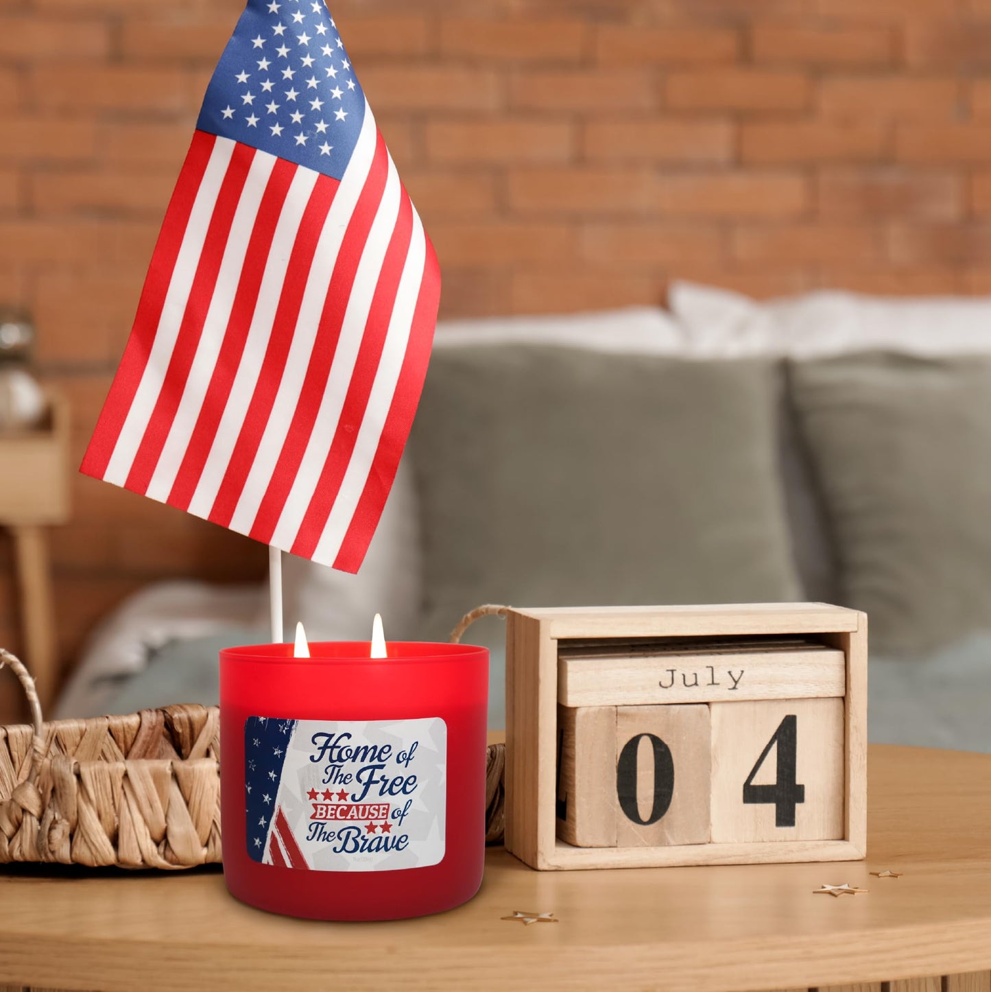 Colonial Candle Home of The Free Because of The Brave Scented Jar Candle, 3 Wick, 14 oz, 60H Burn - Made in The USA