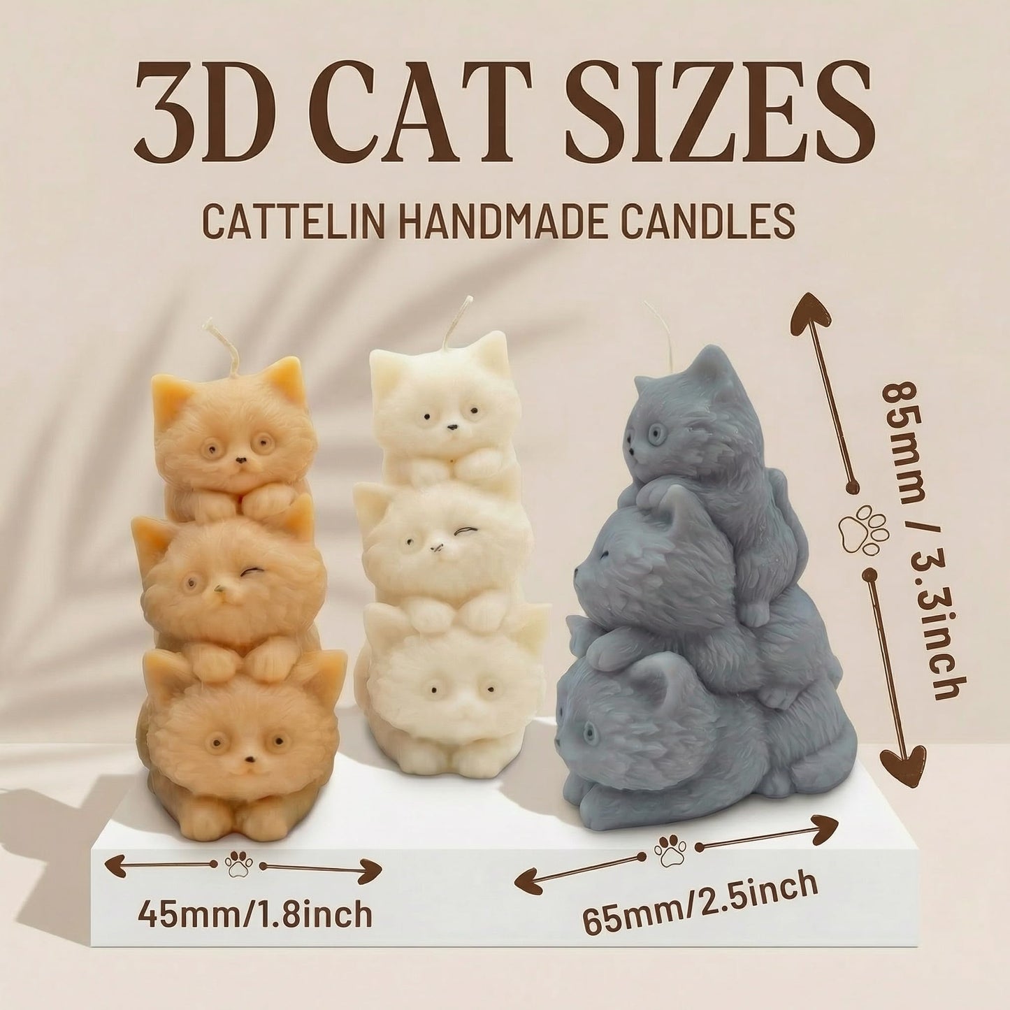 Handmade Cat Candle Set of 3 | Pretty Cat Shaped Candles for Cat Lovers | Soy Wax Cat Candles | Unique Animal Shaped Home Decor | Housewarming Candle Sets for Women Gift