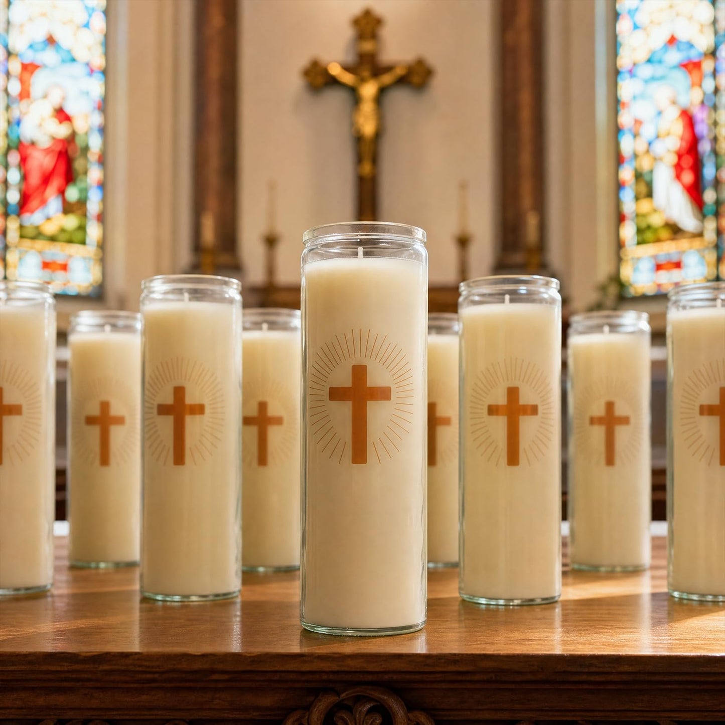 6 Pack White 7 Day Prayer Candles in Glass – Long Burning Unscented Devotional Candles for Vigils, Blessings, Memorials, and Baptism