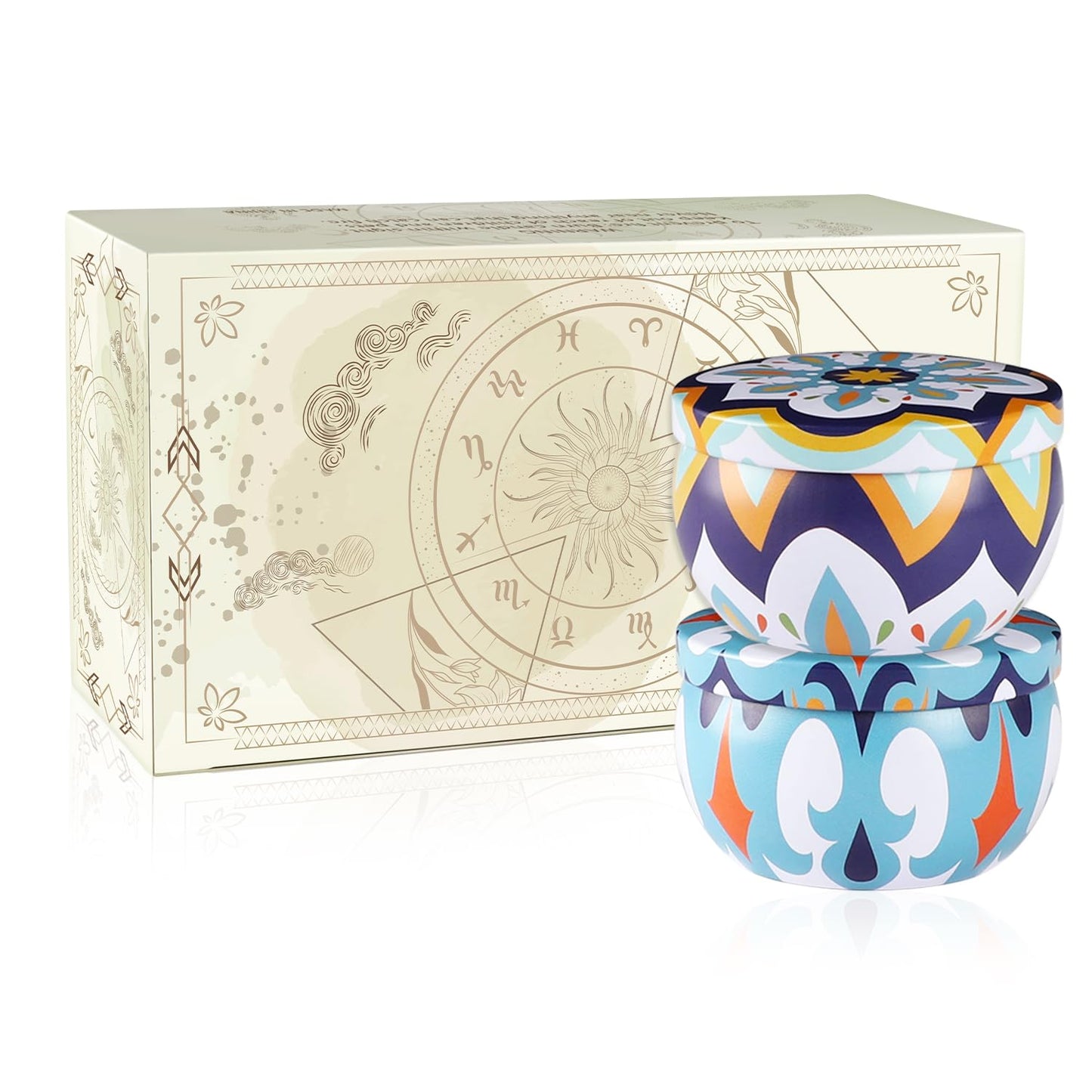 2 Pack 2.2-Ounce Scented Jar Candles - Victoria Style - Perfect for Travel, Yoga, Bathing- Vibrant Colorful Iron Can Jars Candles(Lavende& Peppermint)