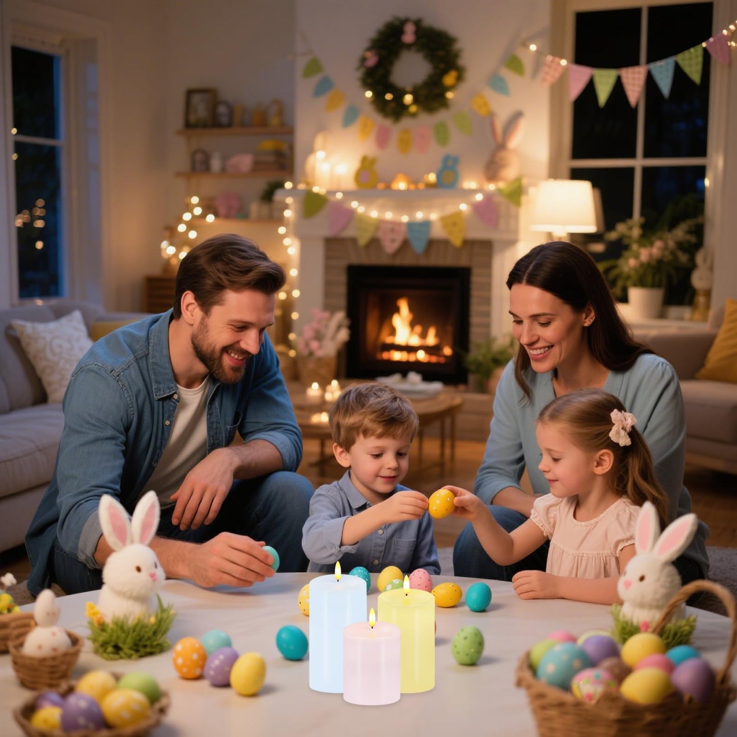 Pastel Flameless Candles, Set of 3 Flickering Easter LED Candles with Remote & Timer, Dimmable Real Wax Electric Pillar Candles Battery Operated, Spring Candles Light for Home Spring Easter Decor