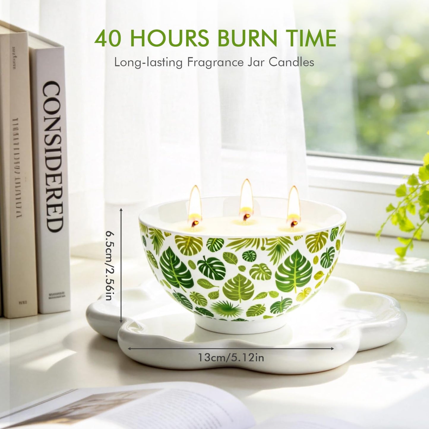 Citronella Candles Outdoor, 3 Wick Citronella Candle for Patio with Natural Soy Wax, 40 Hours Long Lasting Burn, Indoor and Outdoor Candles for Backyard, Garden, Camping, Balcony, and Summer Party