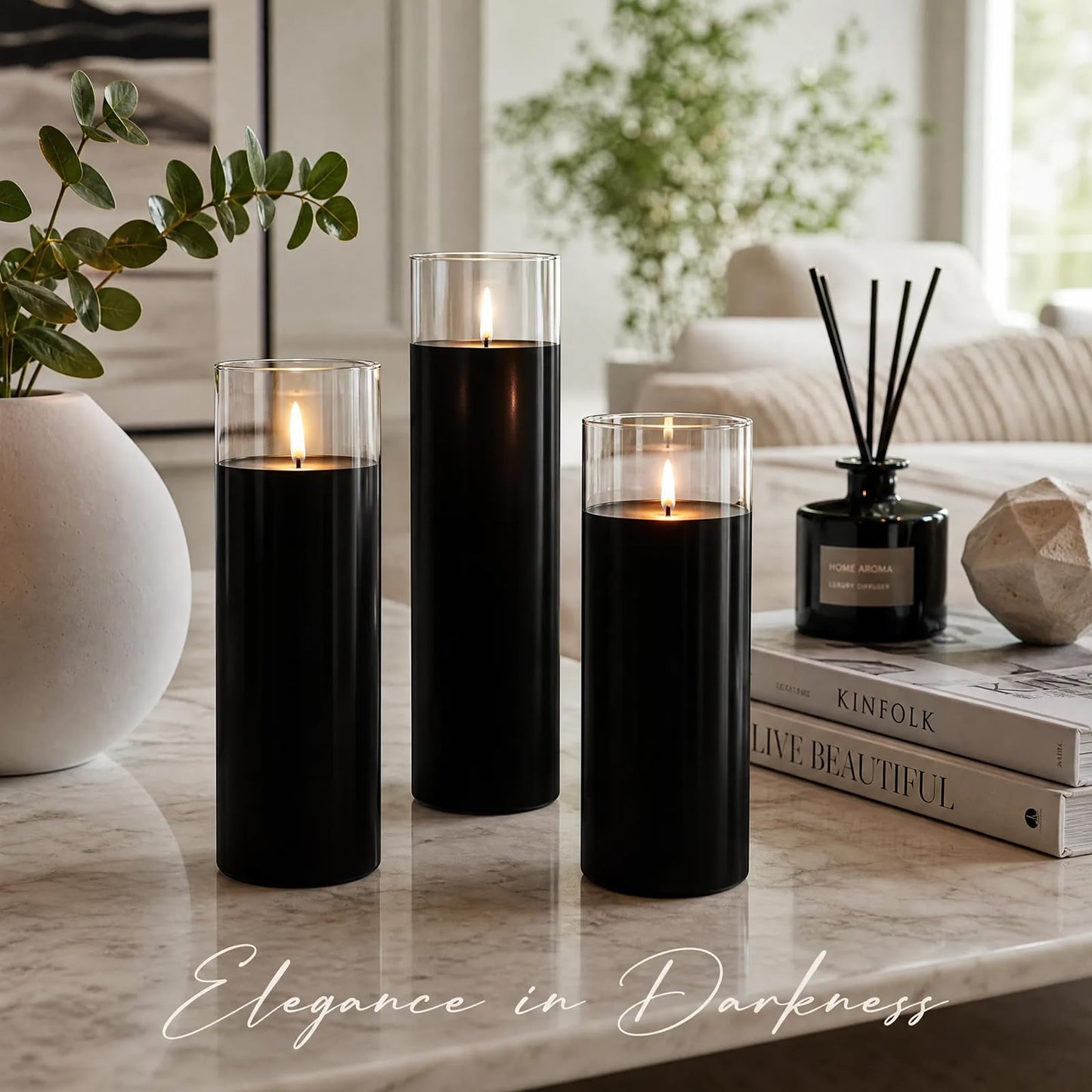 chaoxinge 2.24x7 inch Black Devotional Candles in Glass Jar - 1 Piece - 120Hours – Prayer Candle - Tall Pillar Candles for Religious, Memorials, Party Decor