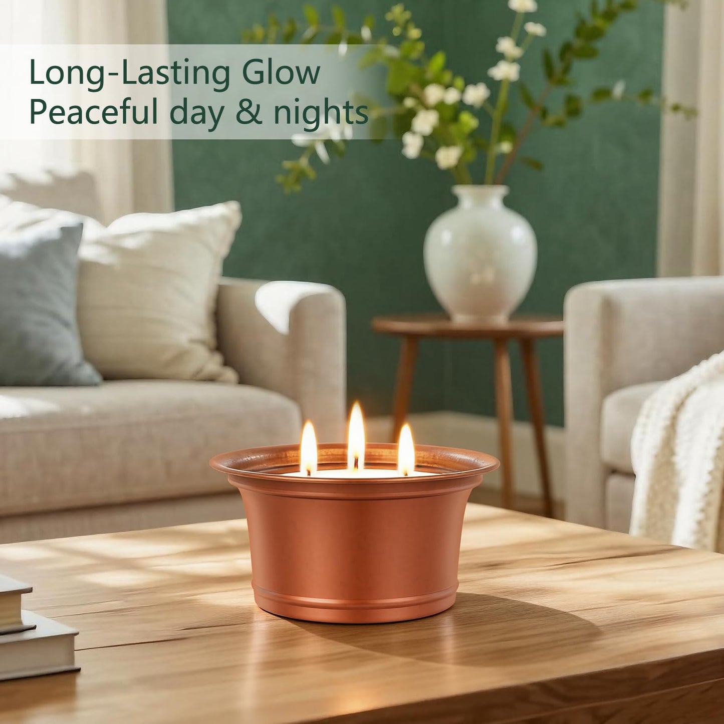 Citronella Candles Outdoor, 2 Pack Large Citronella Candles, Three Wick Lemongrass Candle Set, Natural Soy Wax Candle, Long Burning Outdoor Candle for Patio Garden Camping Indoor Home Decor