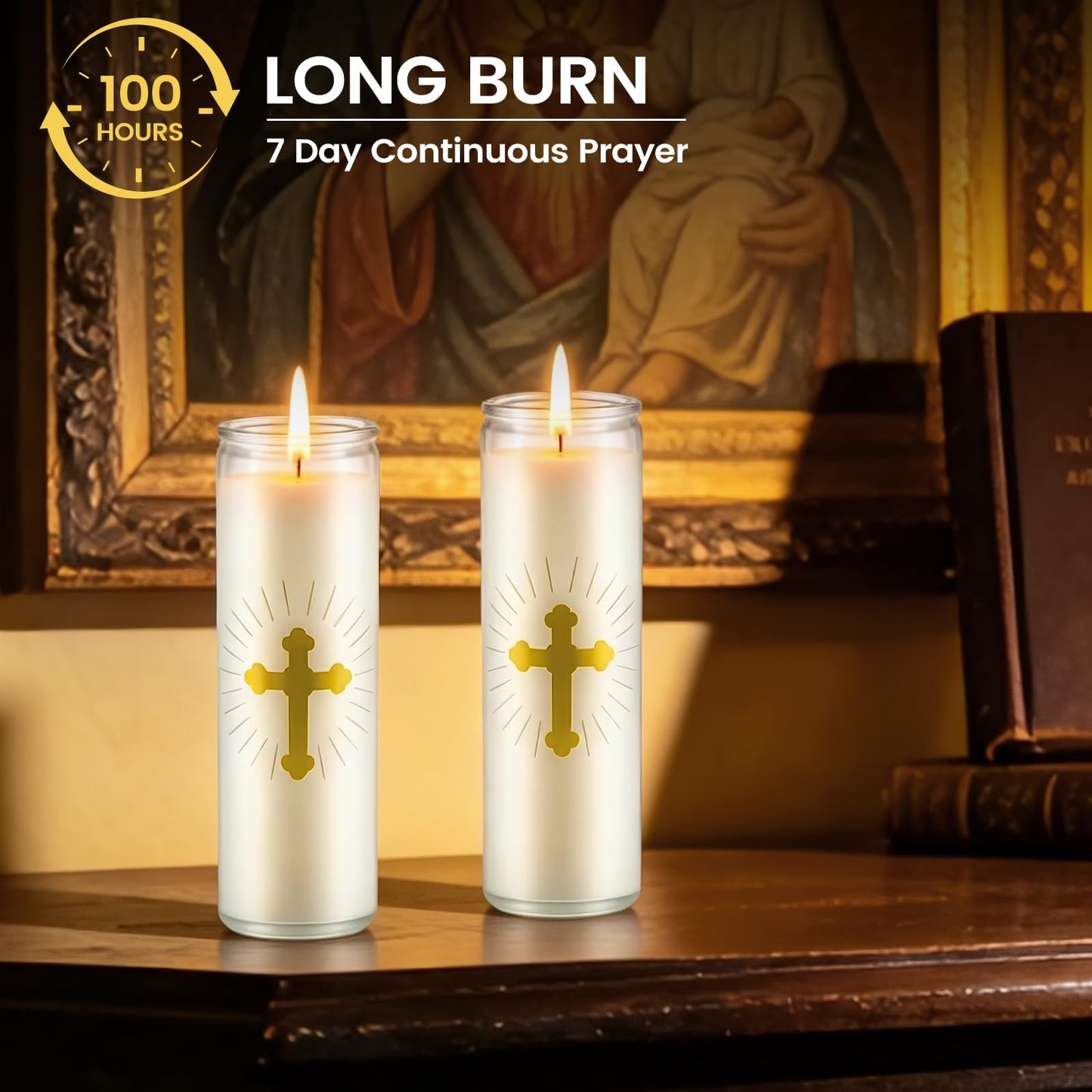 ARQRHTLY 10 Pcs Natural Soy Wax Prayer Candles 7 Day Devotional Candle in Glass 100 Hours Long Burn Time Religious Catholic Christian Spiritual Decor for Memorials Vigil Church Home Altar Bless Novena