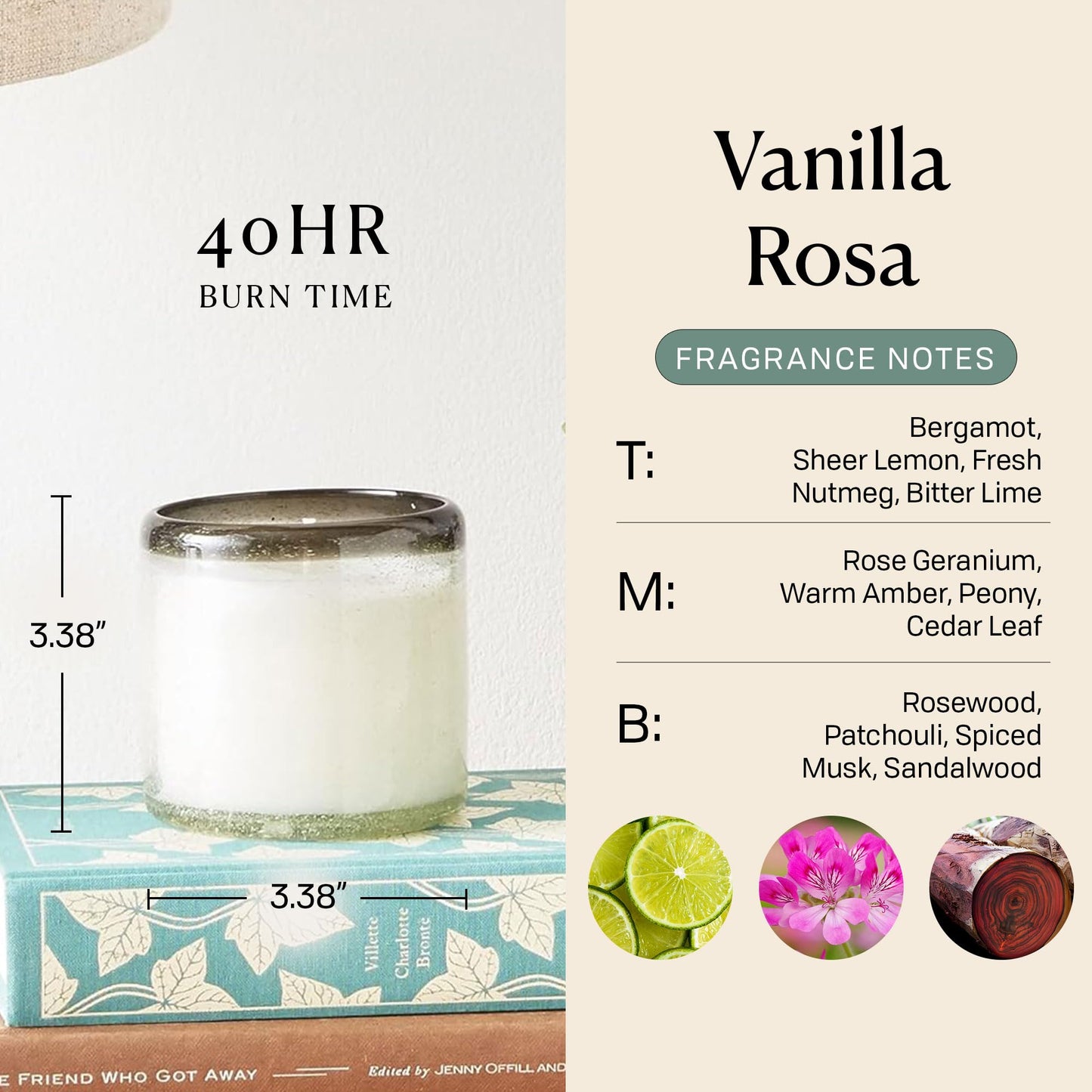 Paddywax La Playa, Vanilla Rosa Scented Candle in Reusable Hand-Blown Bubble Glass, Soy Wax Candle with Approx. 40 Hour Burn Time, Decorative Gift Candle for Home, Vanilla Rosa, 9 oz