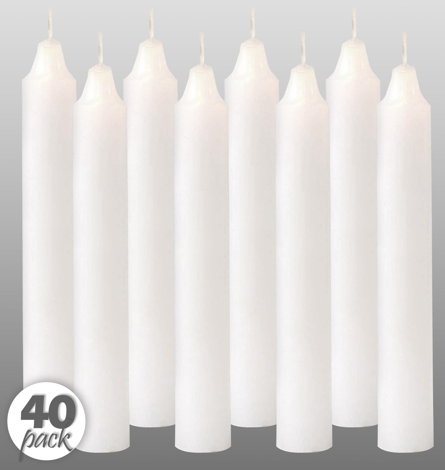 Hyoola Taper Candles - 5 Inch White Dripless, Unscented Dinner Candle - 40 Pack European Made Candles 4 Hour Burn Time