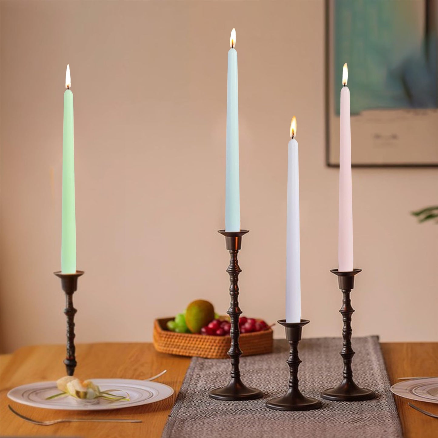 Gedengni 8pcs Green Colorful Candle Sticks Taper Candlesticks,10 Inches Pink Tapered Candles Green Candle Stick Colorful Taper Candle Blue Dinner Candle Wax for Home Party Women Gift Sets